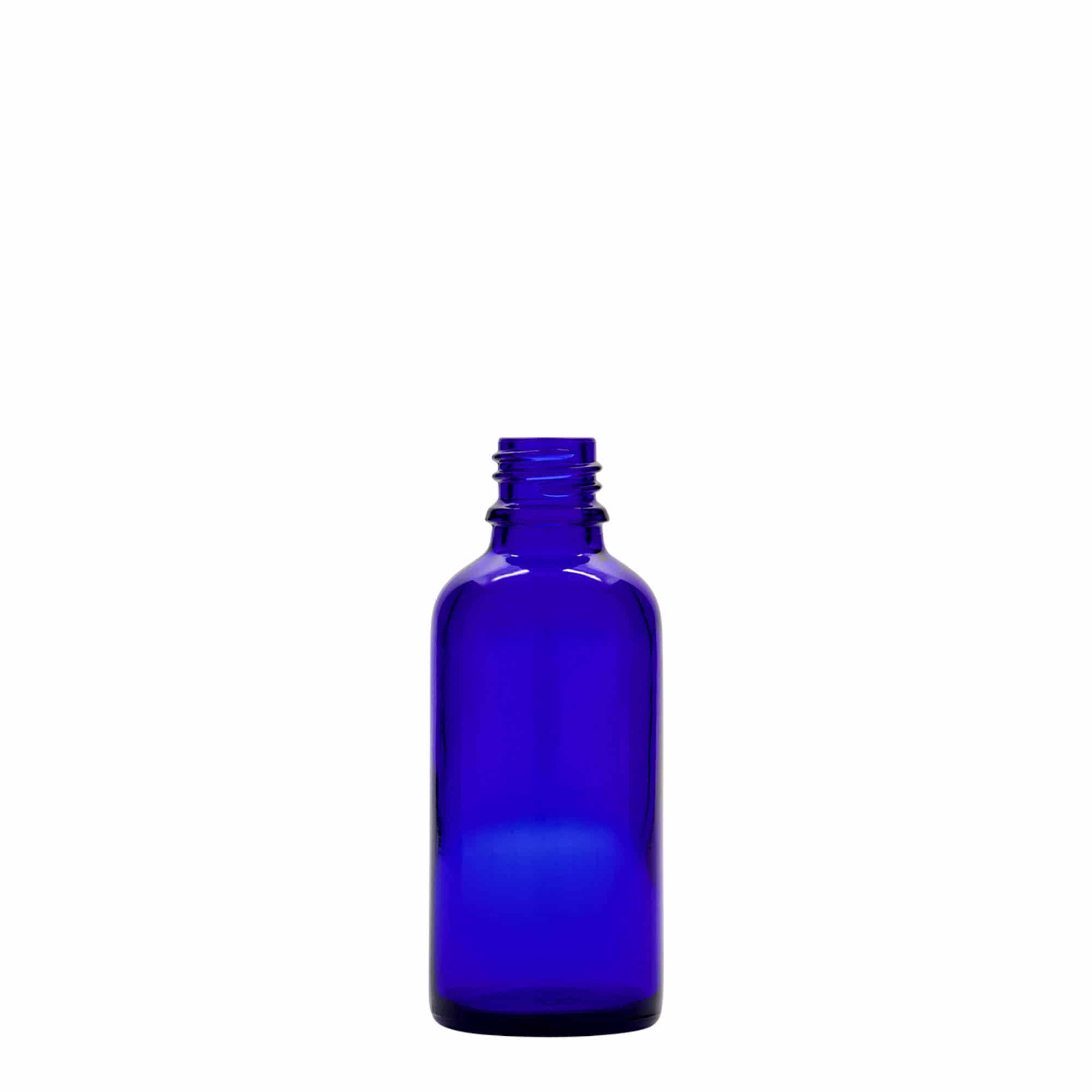 50 ml sprayflaska medicin, glas, kungblå, öppning: DIN 18