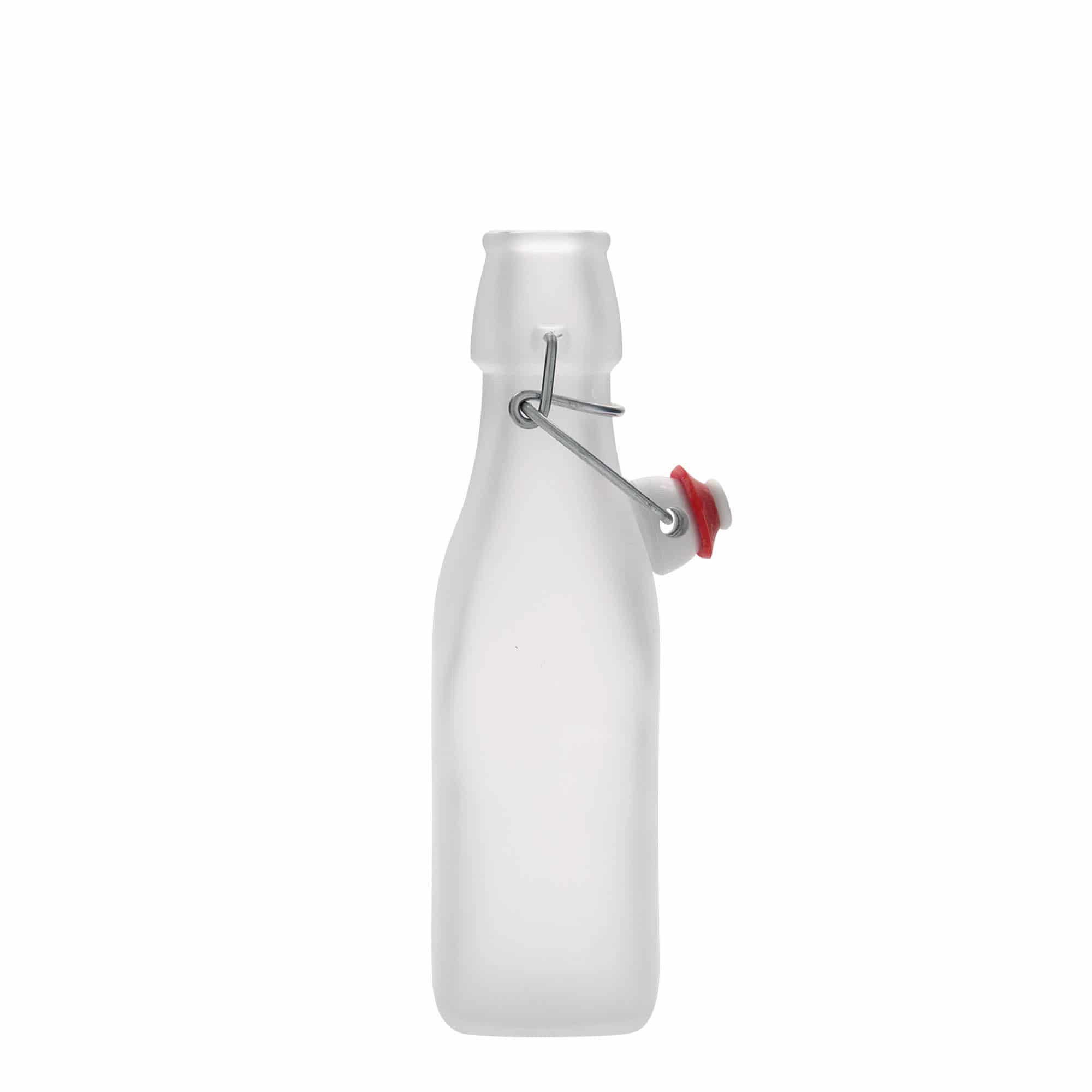 250 ml glasflaska 'Swing', kvadratisk, vit, mynning: patentkork