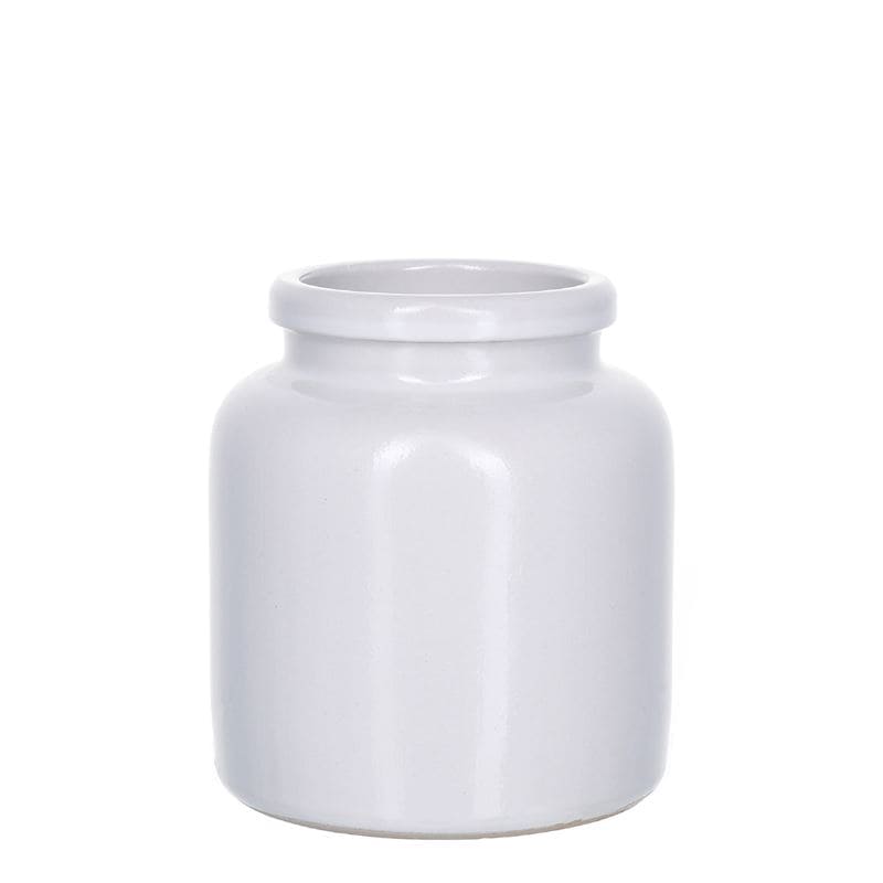 270 ml stengodsburk, keramik, vit, mynning: snäpplock