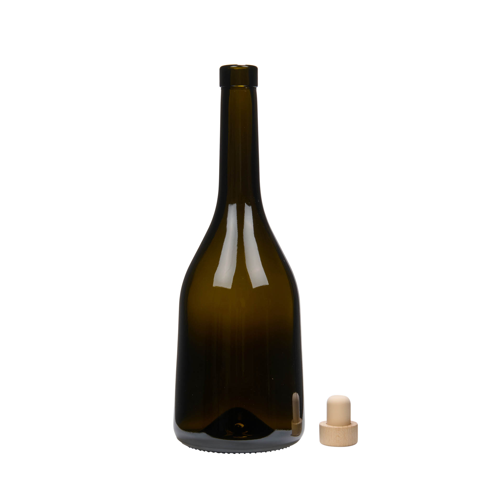750 ml glasflaska 'Rustica', antikgrön, öppning: kork