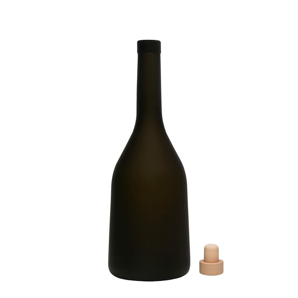 750 ml glasflaska 'Rustica', antikgrön, öppning: kork