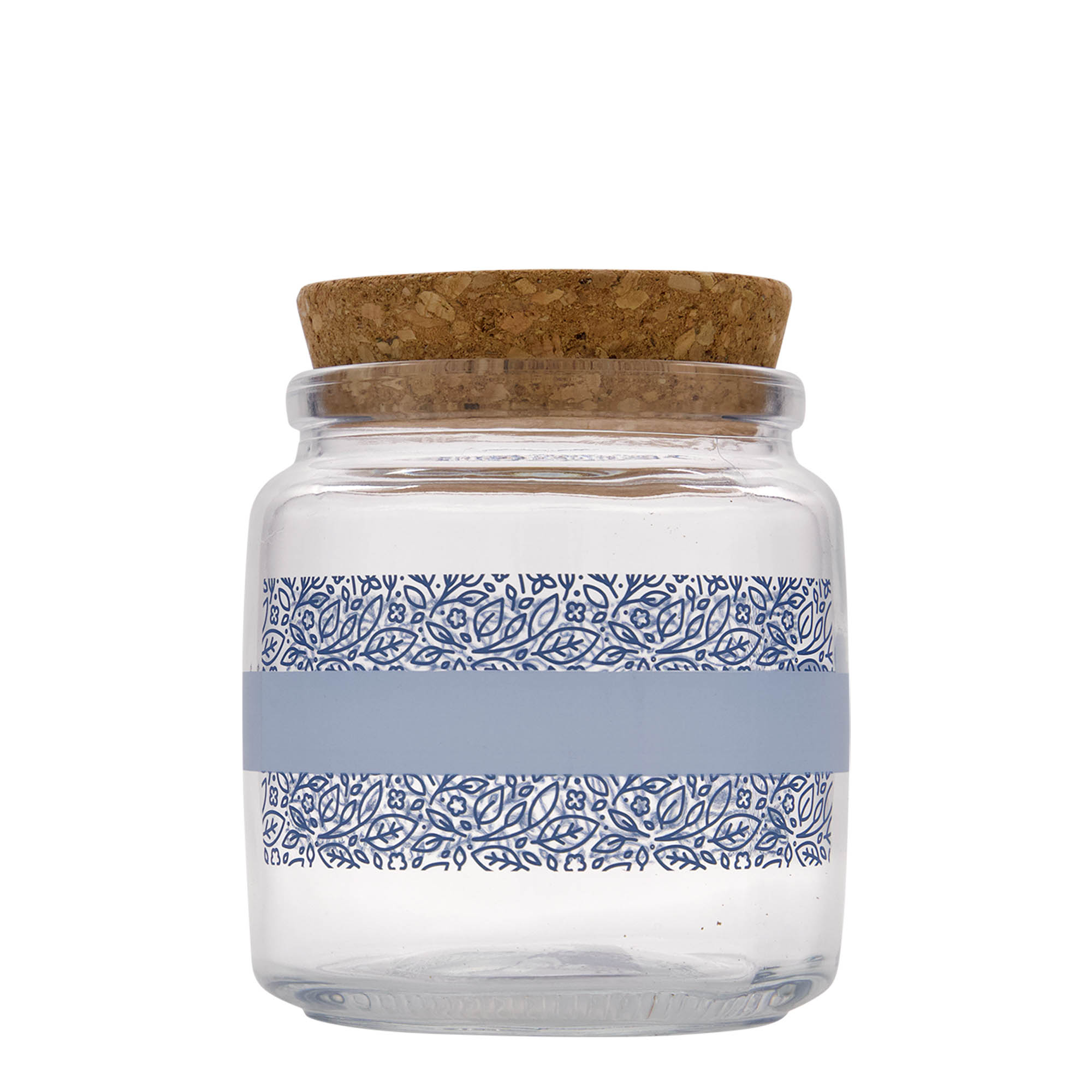 750 ml korkglas 'Giara', motiv: Naturalmente blu, öppning: kork