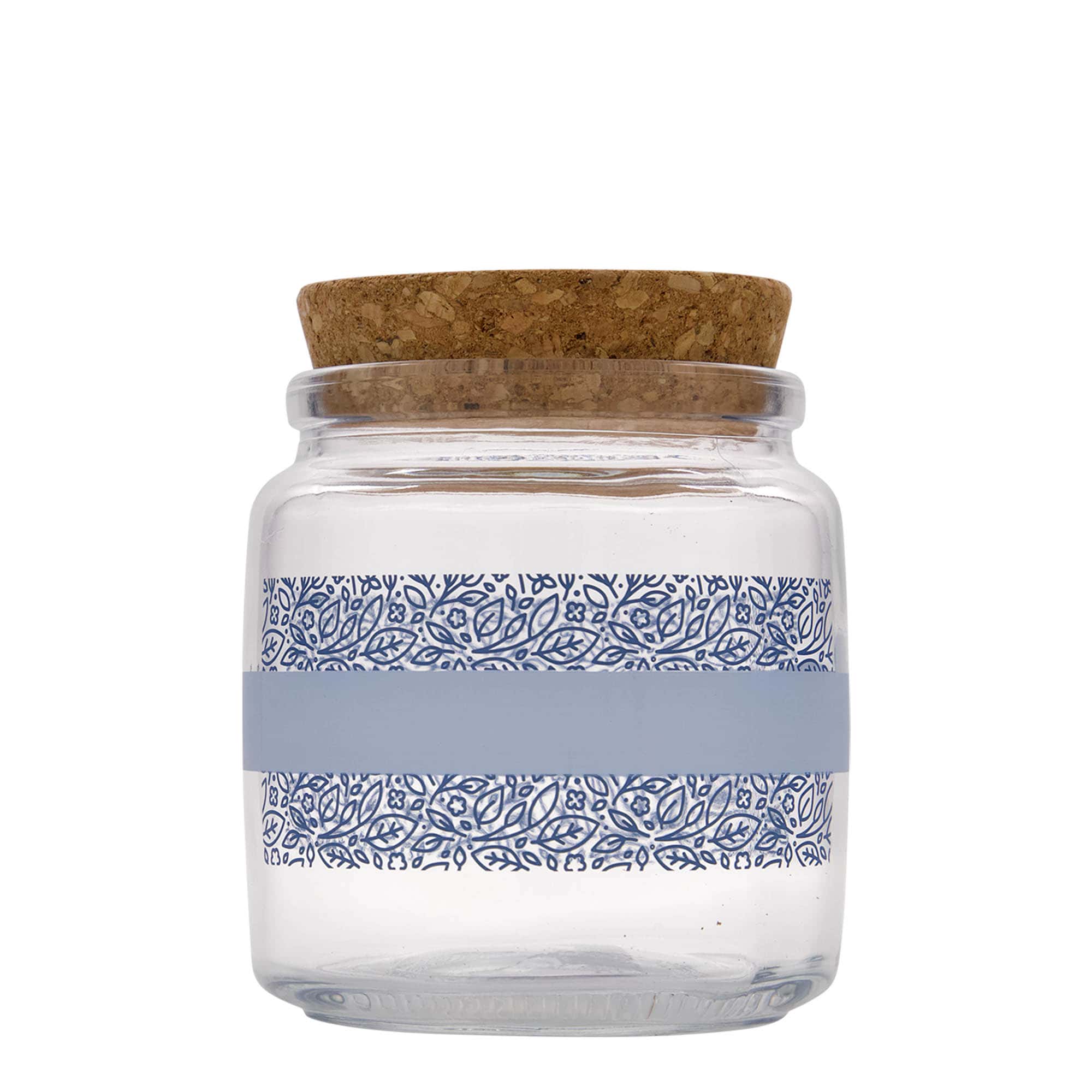 750 ml korkglas 'Giara', motiv: Naturalmente blu, öppning: kork