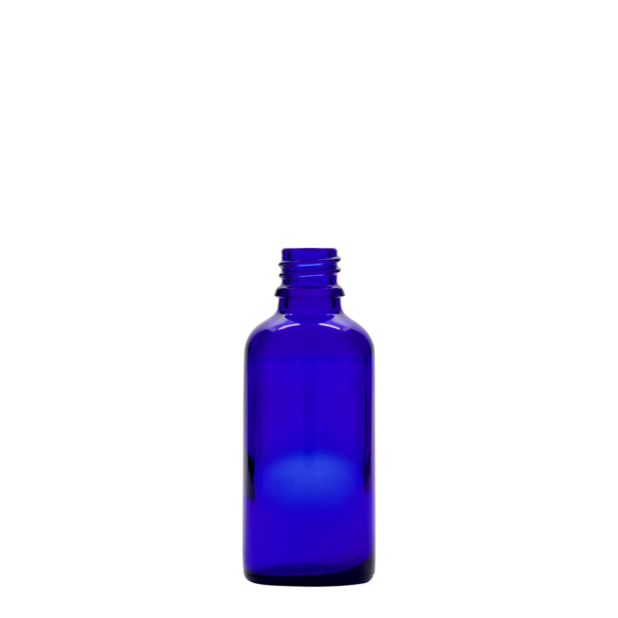50 ml pipettflaska medicin, glas, kungligt blå-röd, mynning: DIN 18