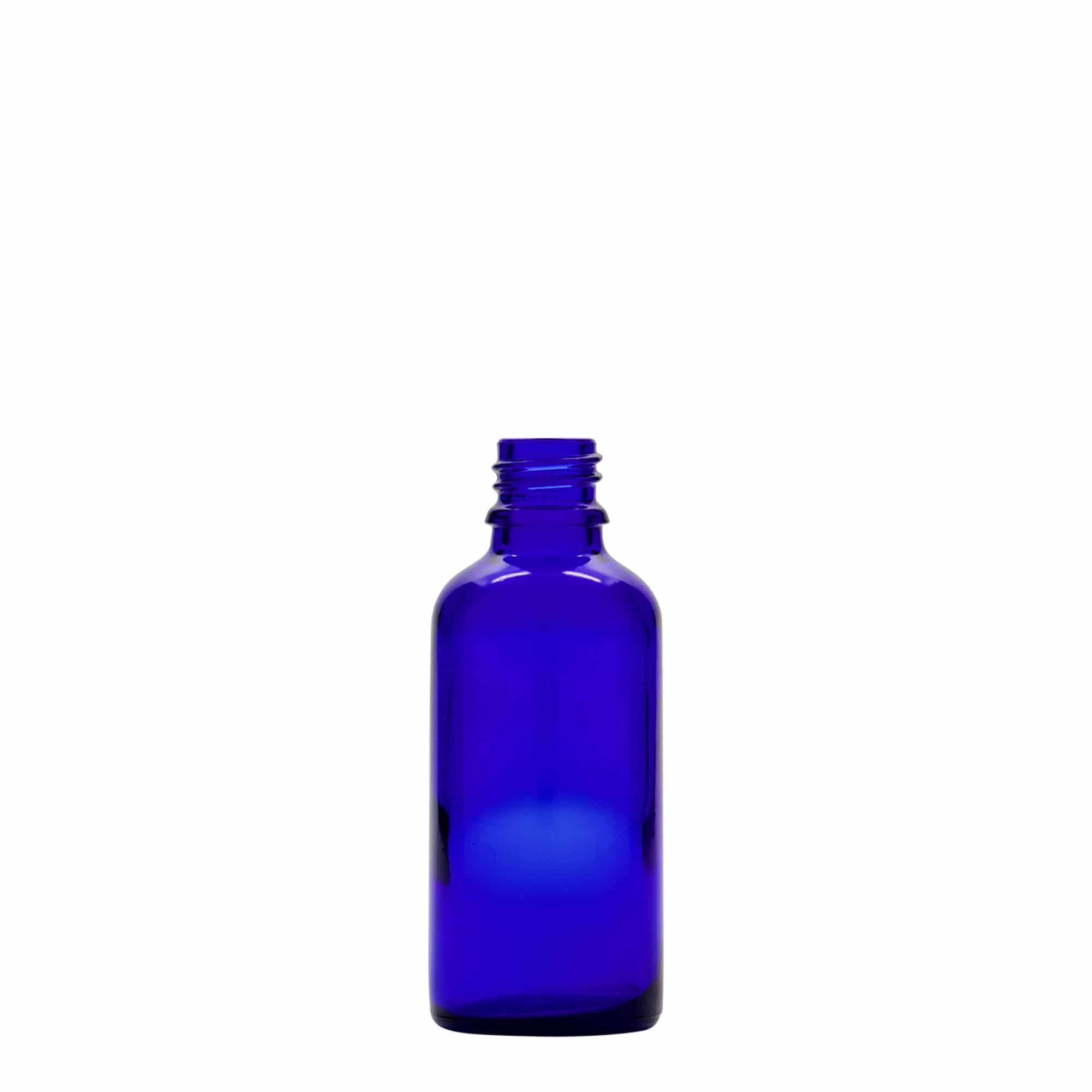 50 ml pipettflaska medicin, glas, kungligt blå-röd, mynning: DIN 18