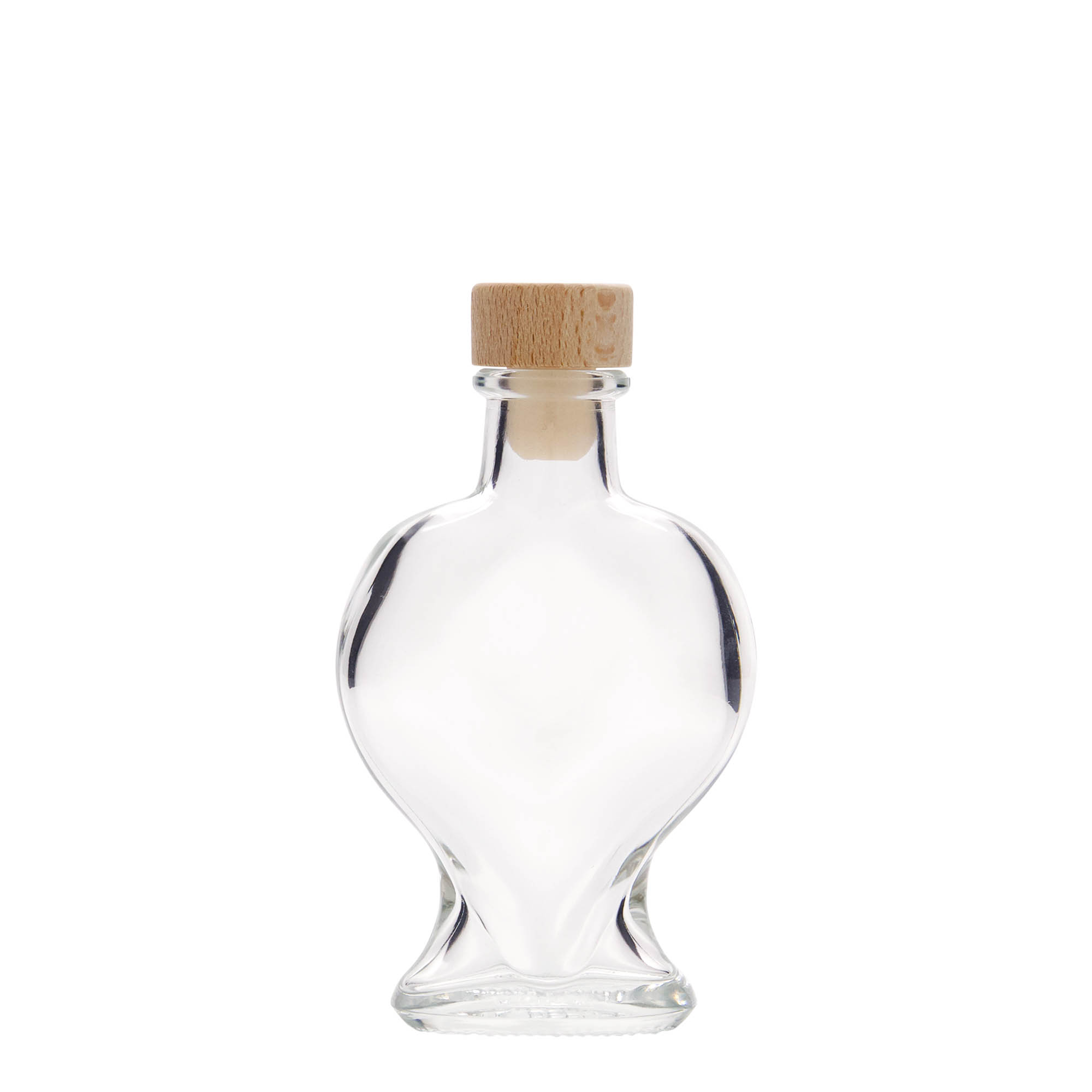 100 ml glasflaska 'Hjärta', öppning: kork