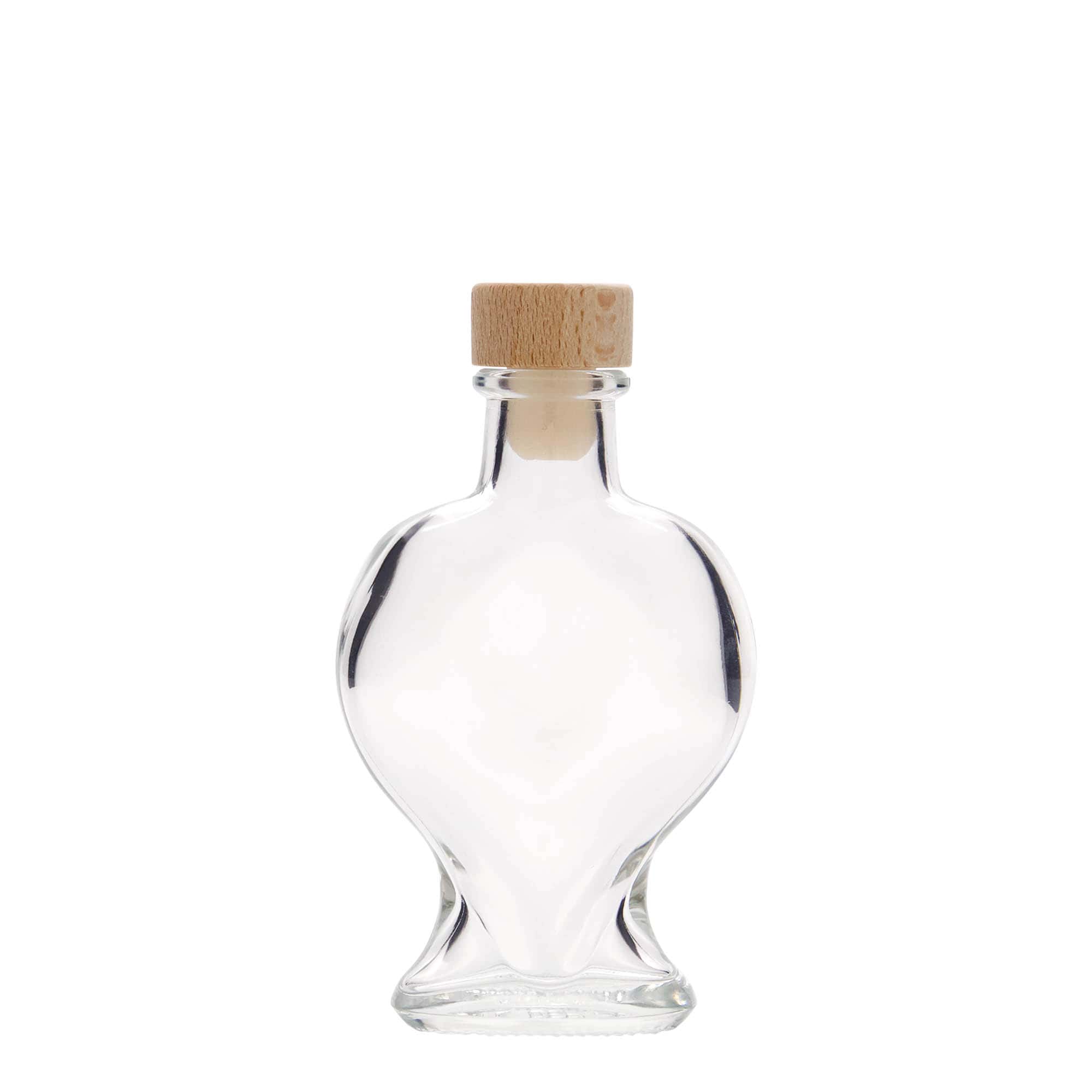 100 ml glasflaska 'Hjärta', öppning: kork