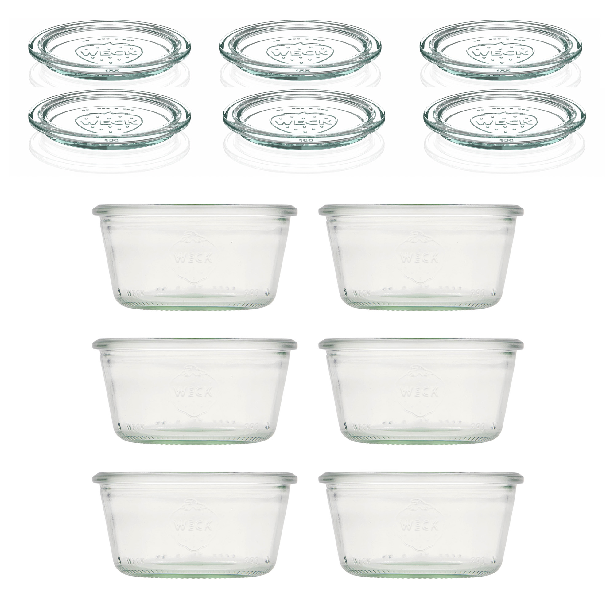 6x 290 ml platt WECK-störtglas med glaslock RR 100