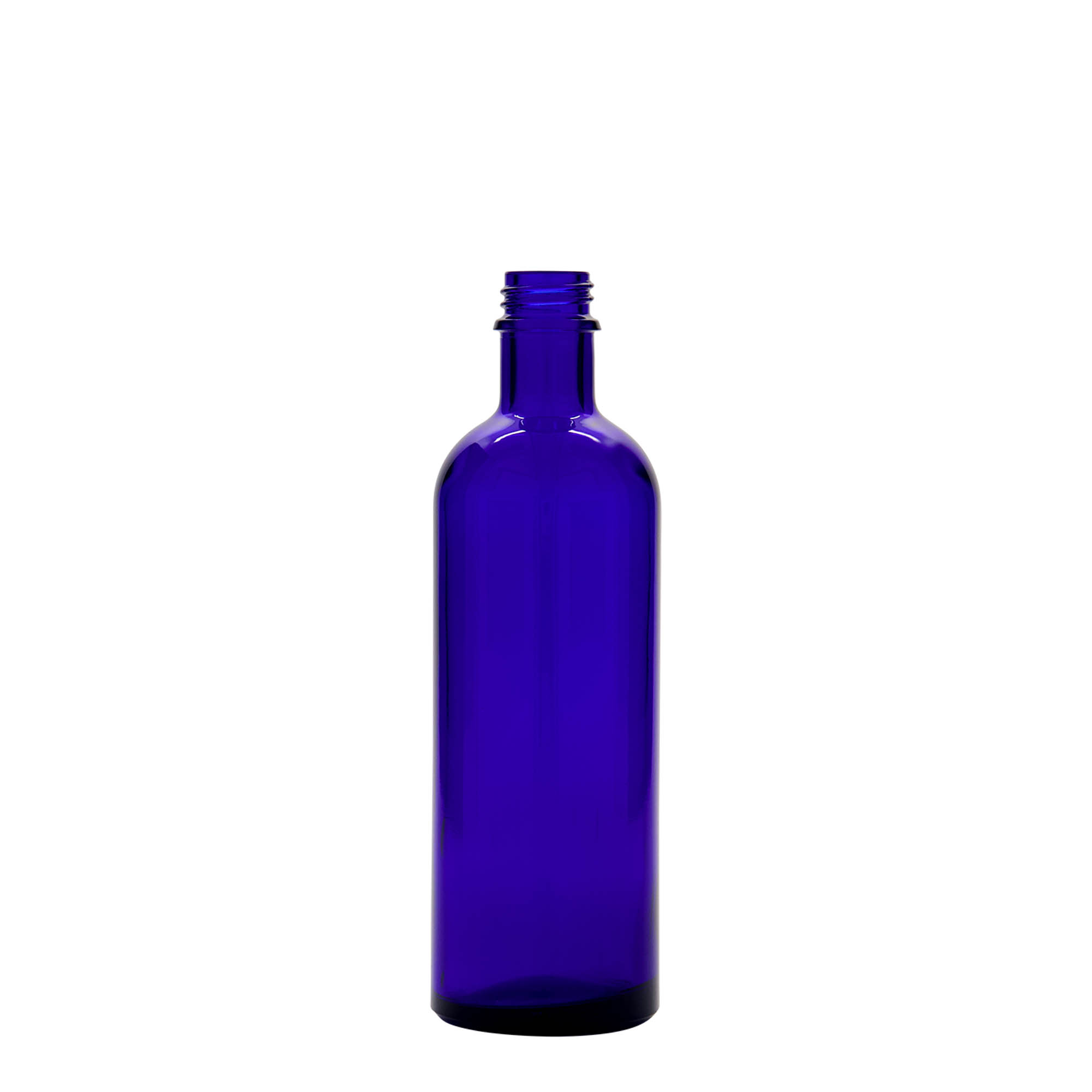 200 ml medicinflaska, glas, kungligt blå, mynning: DIN 22