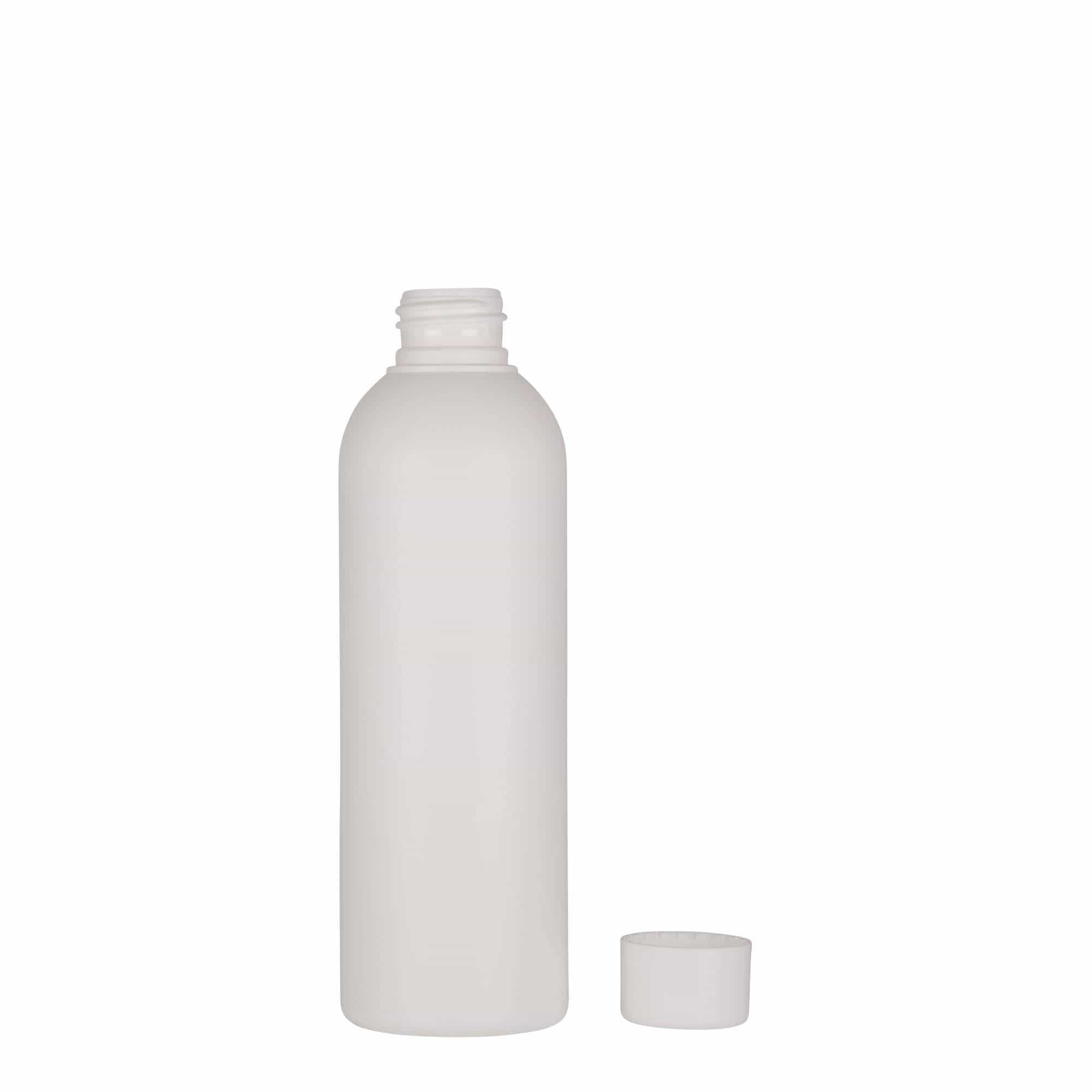 200 ml plastflaska 'Tuffy', HDPE, vit, mynning: GPI 24/410