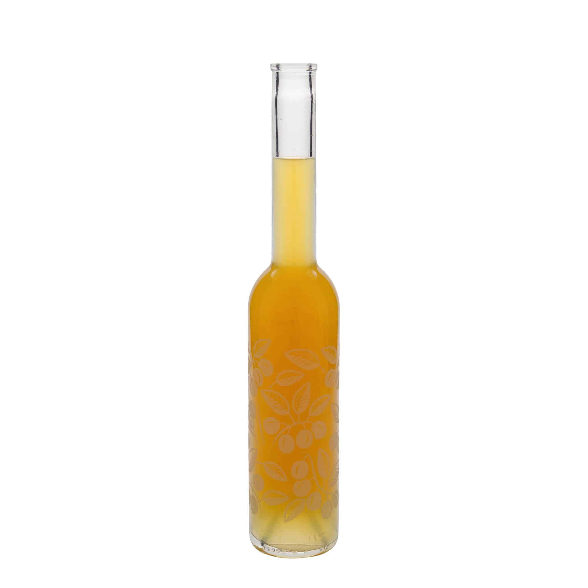 350 ml glasflaska 'Opera', motiv: Mirabeller, mynning: kork