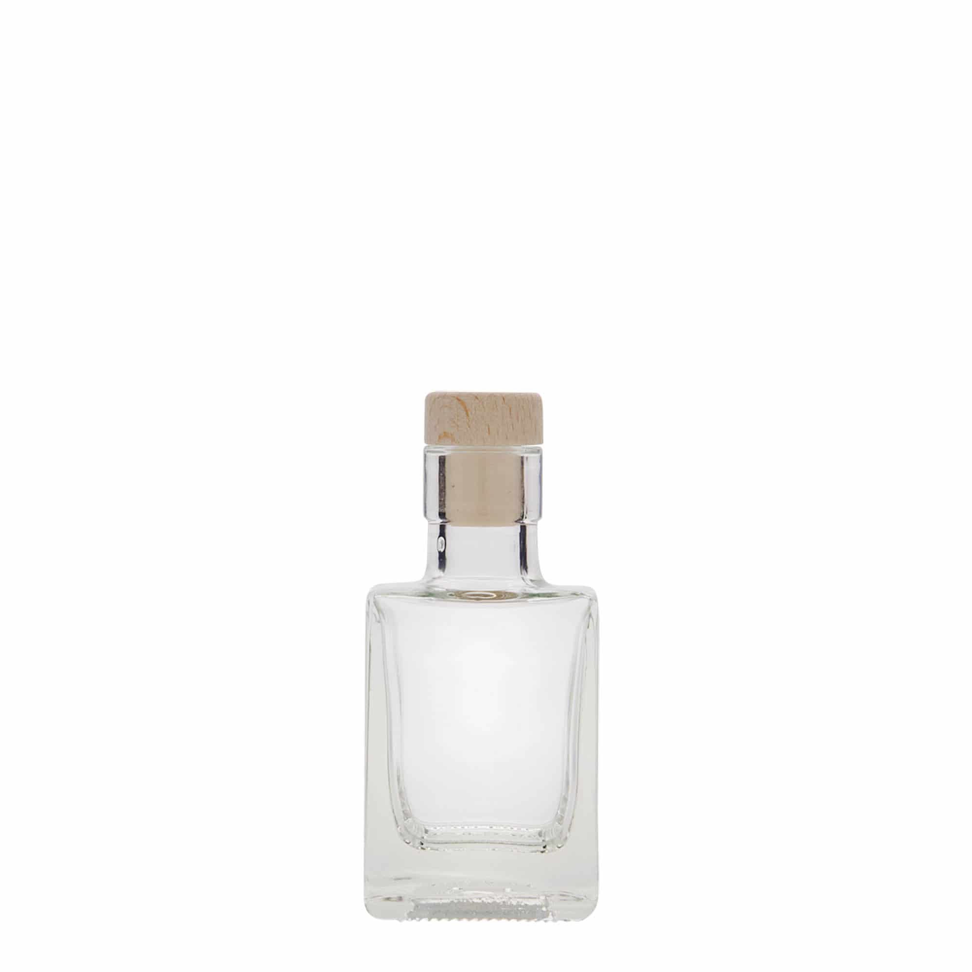 50 ml glasflaska 'Cube', fyrkantig, öppning: kork
