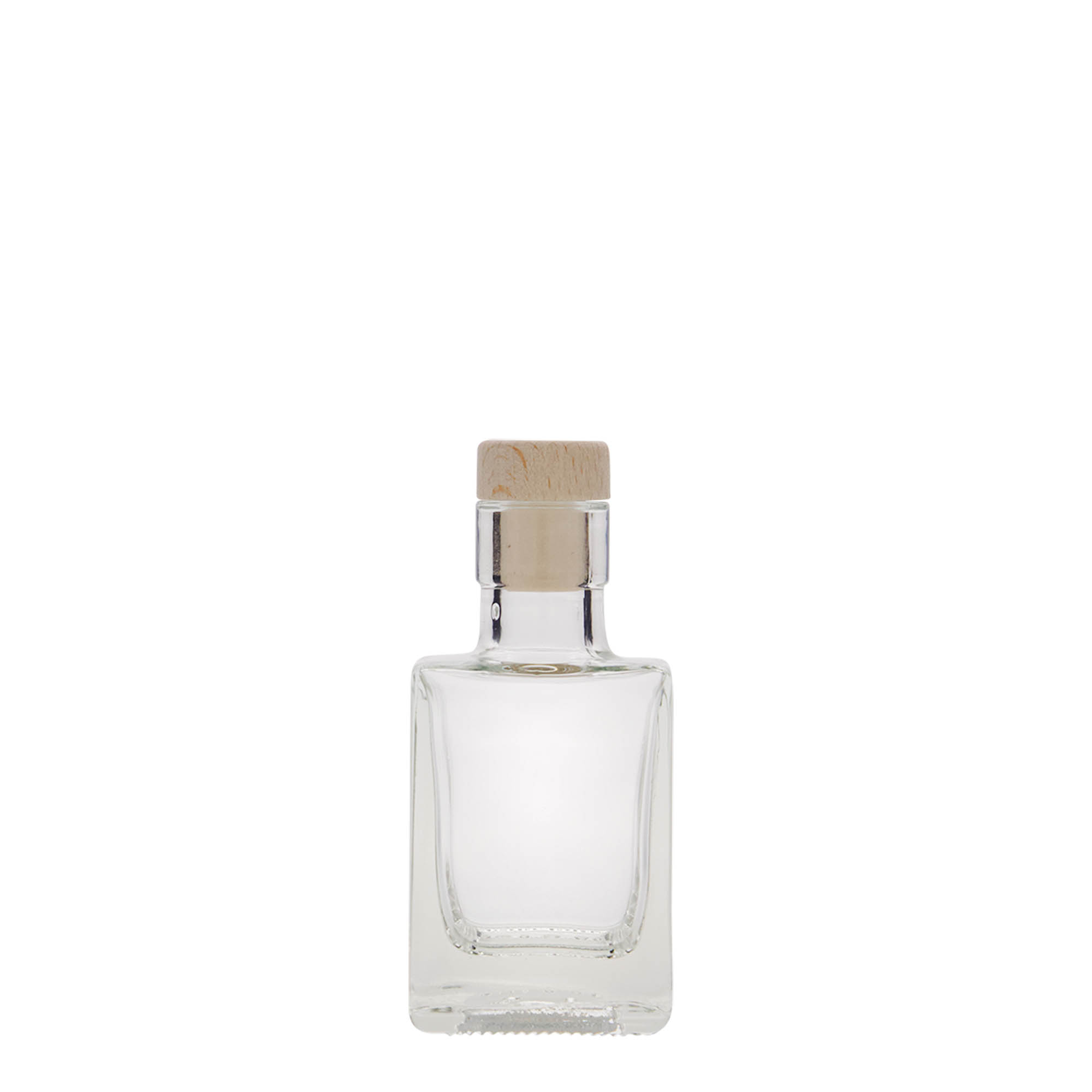 50 ml glasflaska 'Cube', fyrkantig, öppning: kork