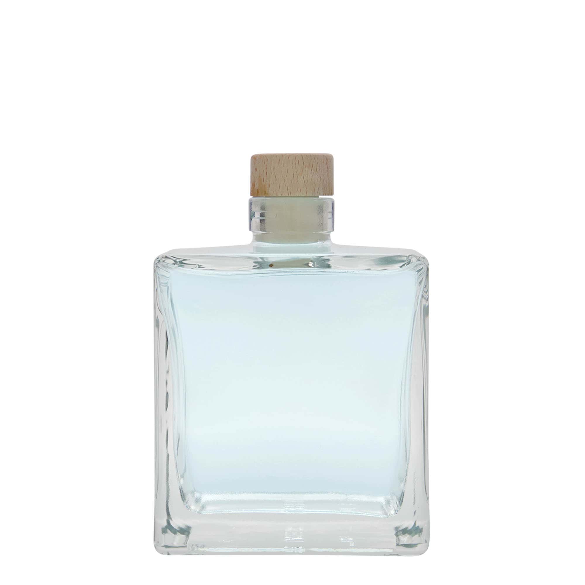 500 ml glasflaska 'Cube', kvadratisk, mynning: kork