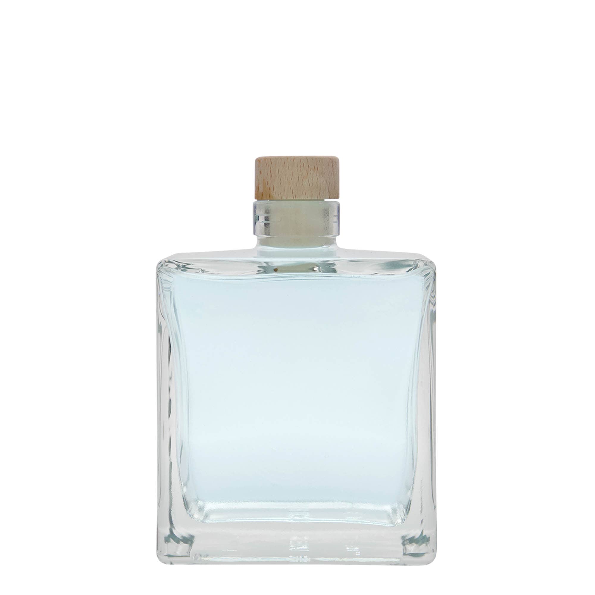 500 ml glasflaska 'Cube', kvadratisk, öppning: kork