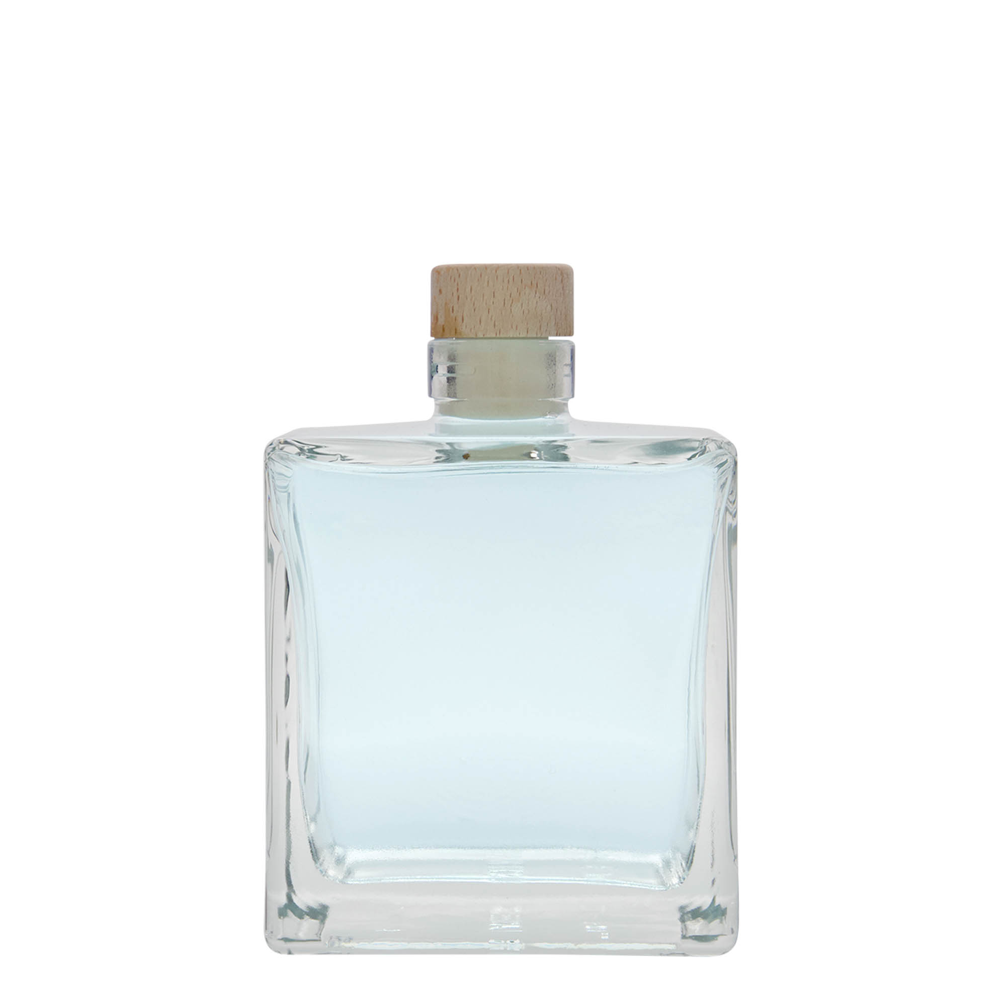500 ml glasflaska 'Cube', kvadratisk, öppning: kork