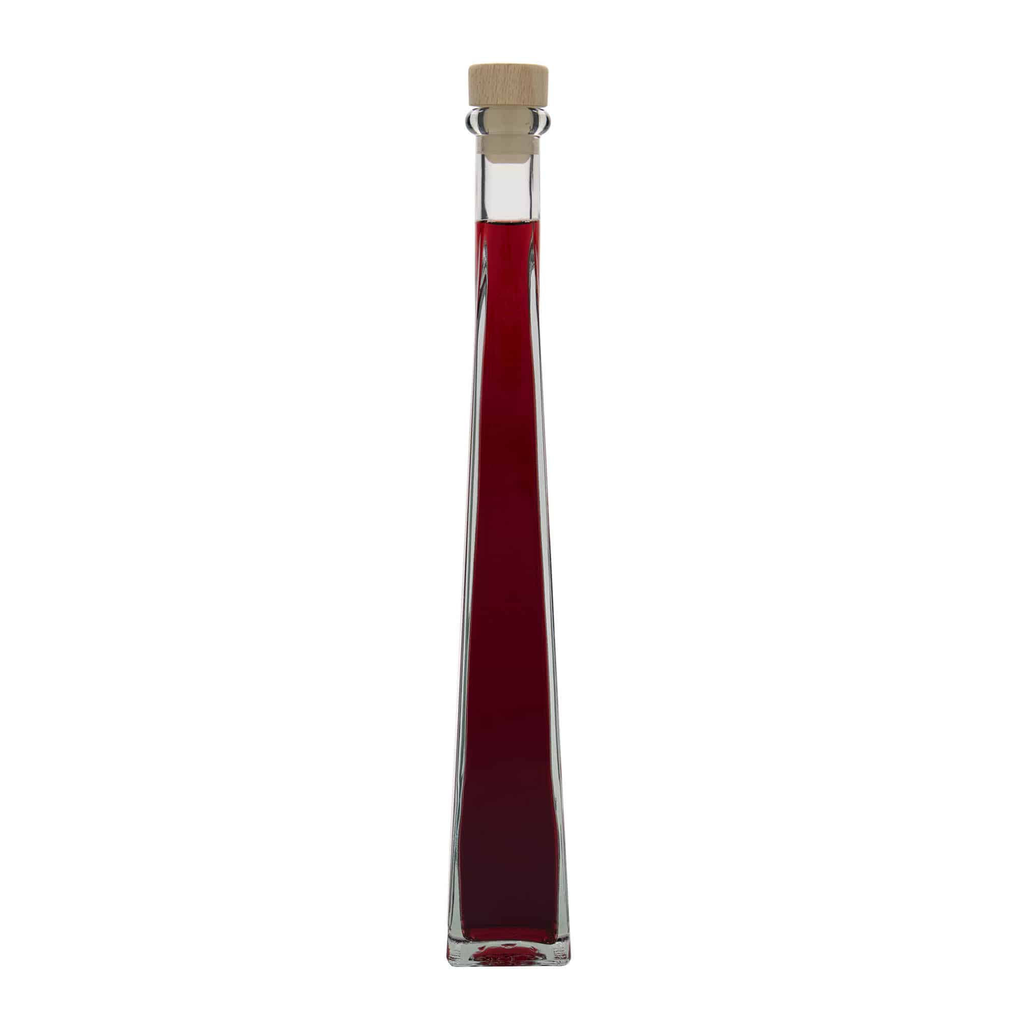 200 ml glasflaska 'Dama Quadrato', fyrkantig, mynning: kork