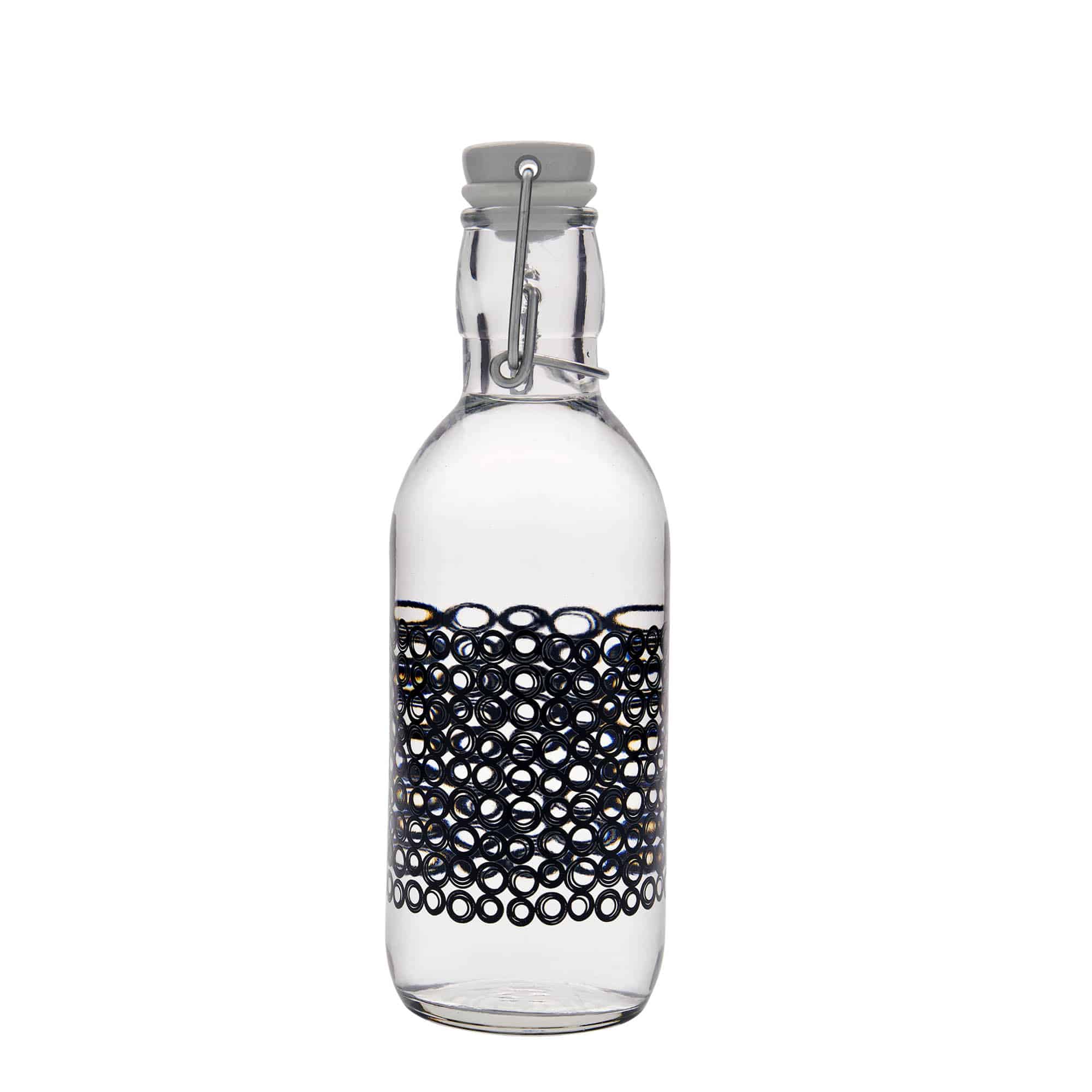 500 ml glasflaska 'Emilia', motiv: Circola nero, öppning: bygelstängning 500 ml glasflaska 'Emilia', motiv: Circola nero, öppning: bygelstängning