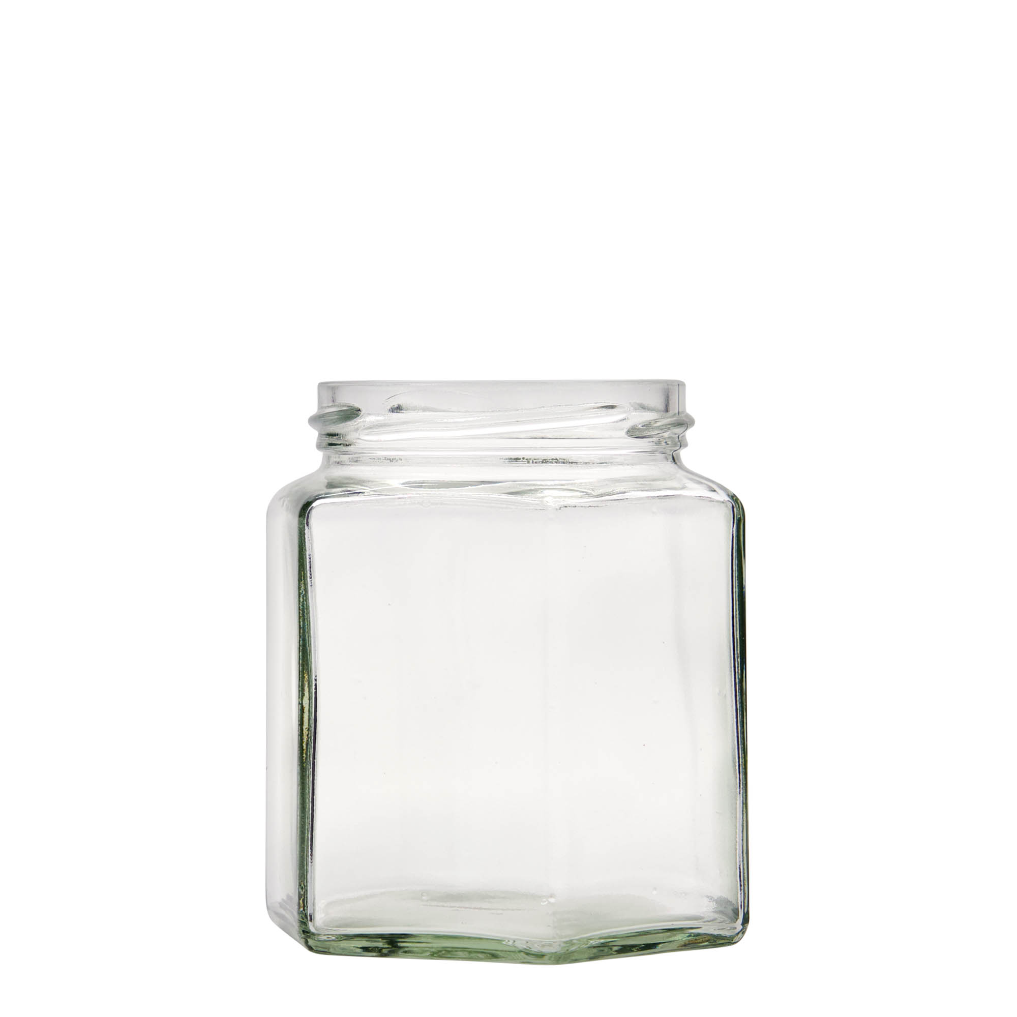 390 ml hexagonal burk, mynning: twist off (TO 70)