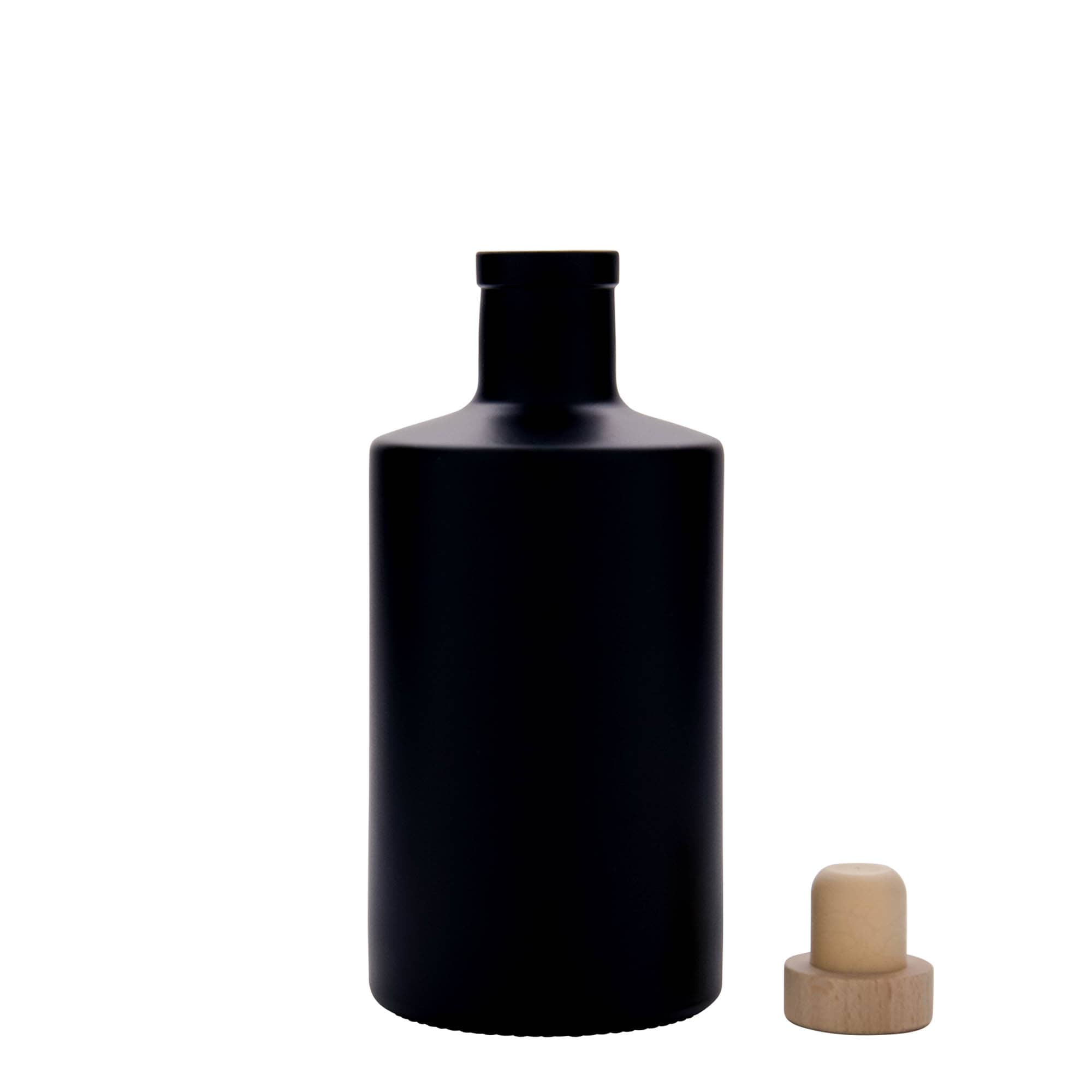 500 ml glasflaska 'Caroline', svart, öppning: kork