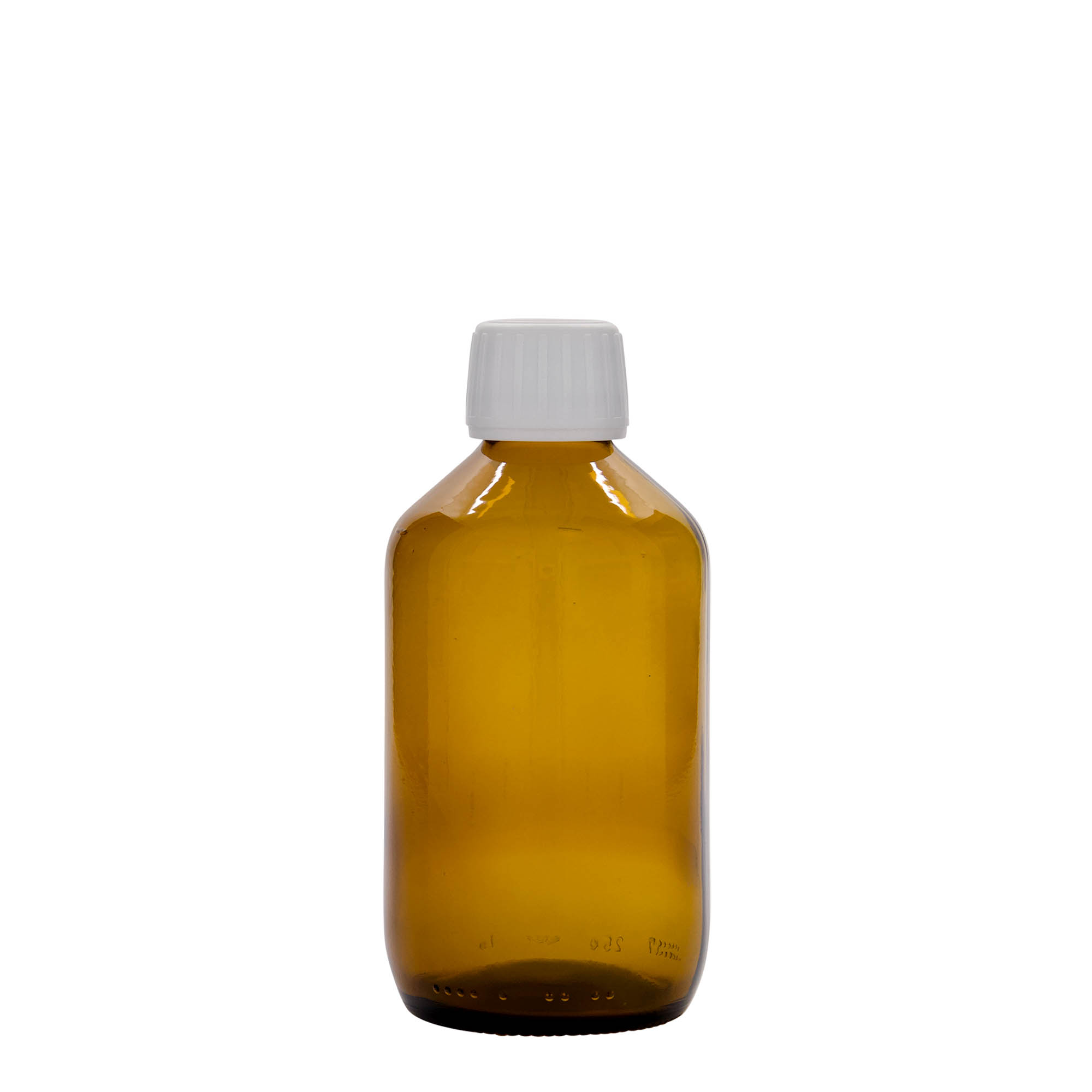 250 ml medicinflaska, brun, glas, mynning: PP 28 250 ml medicinflaska, brun, glas, mynning: PP 28