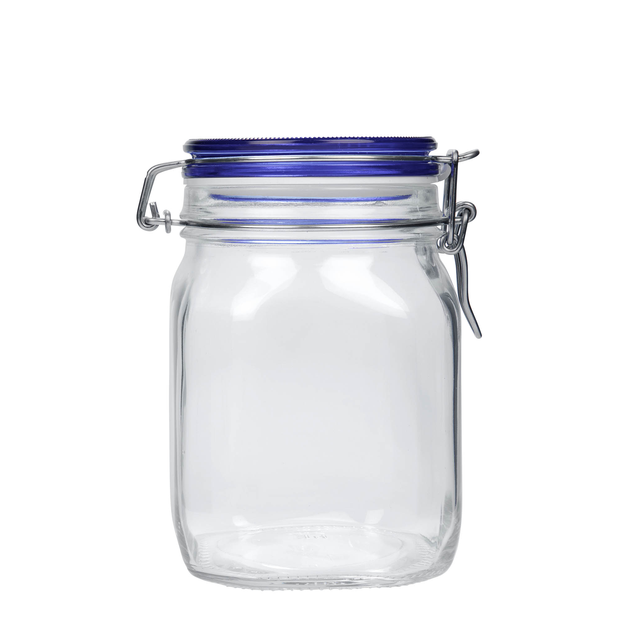 1.000 ml trågburksglas 'Fido' blått lock, fyrkantigt, öppning: trågburksförslutning 1.000 ml trågburksglas 'Fido' blått lock, fyrkantigt, öppning: trågburksförslutning
