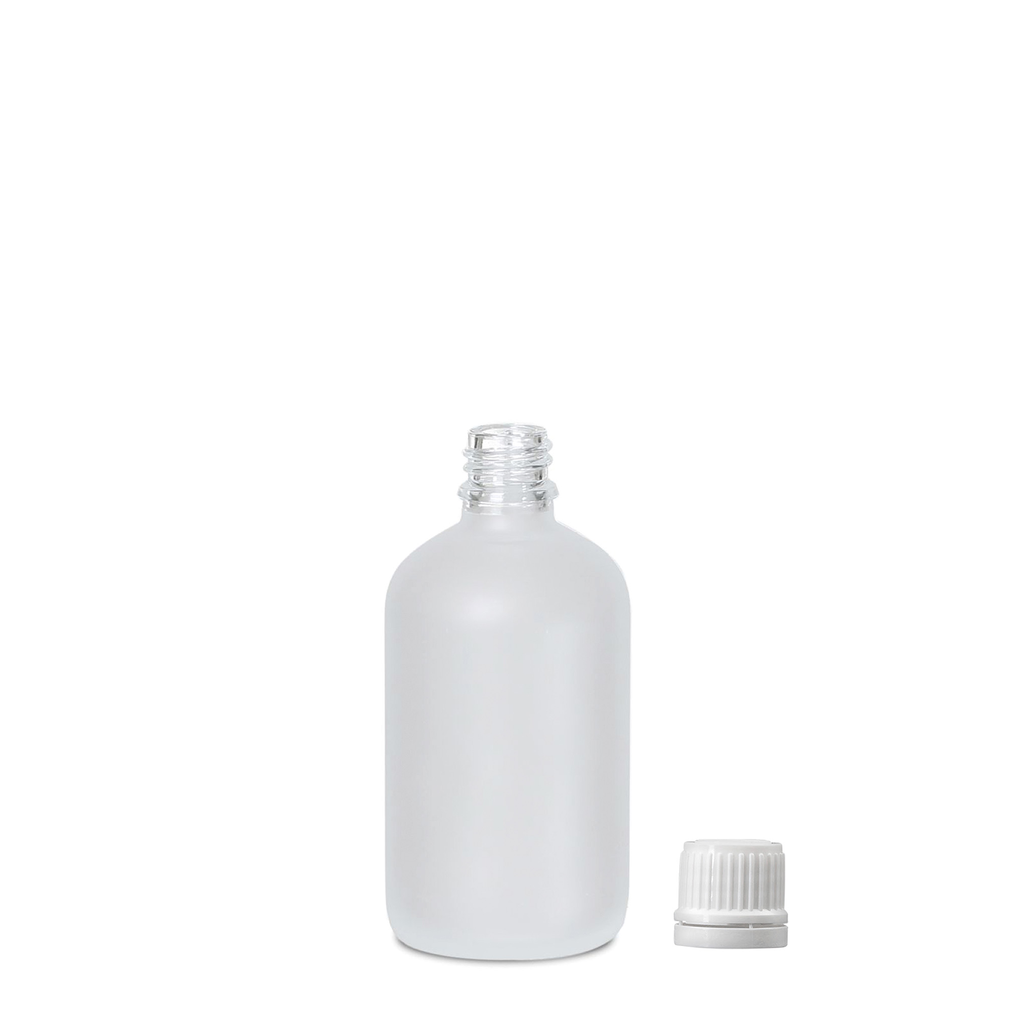 100 ml medicinflaska, glas, frostad, mynning: DIN 18 100 ml medicinflaska, glas, frostad, mynning: DIN 18