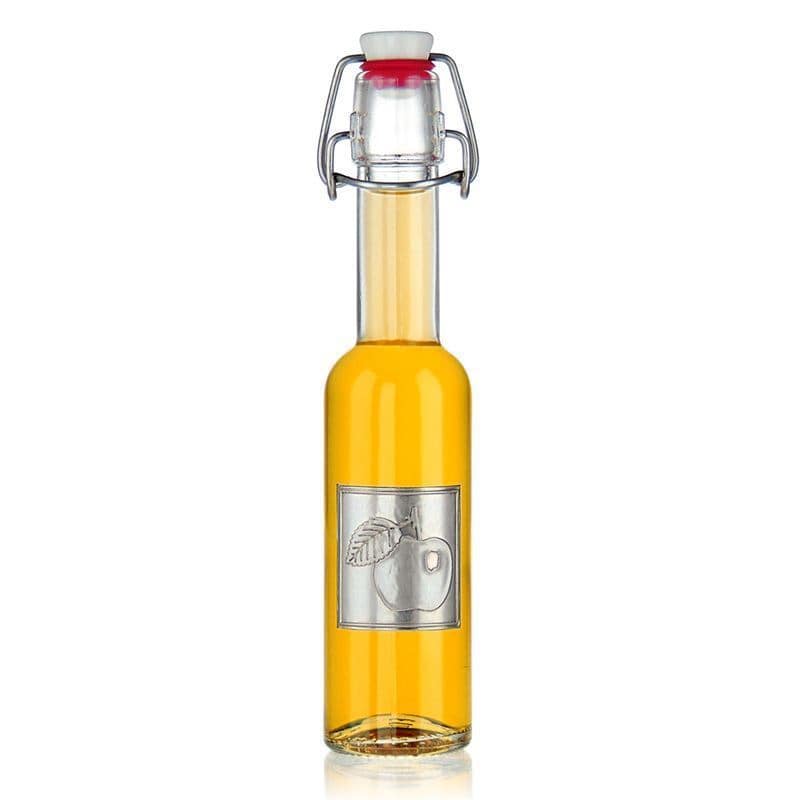 Tennetikett 'Äpple', kvadratisk, metall, silver