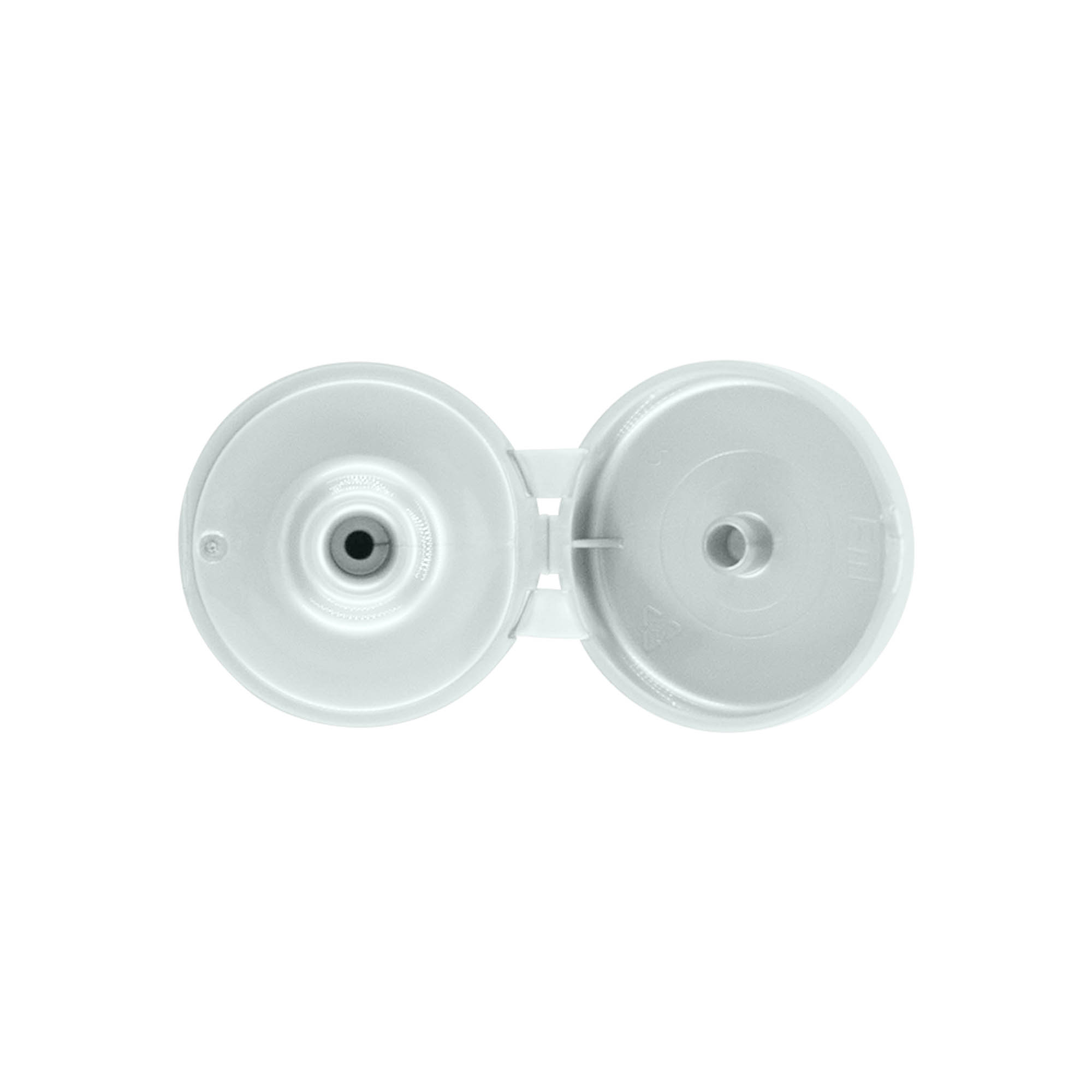 Skruvlock med gångjärn, PP-plast, silver, för mynning: 24/410 Skruvlock med gångjärn, PP-plast, silver, för mynning: 24/410