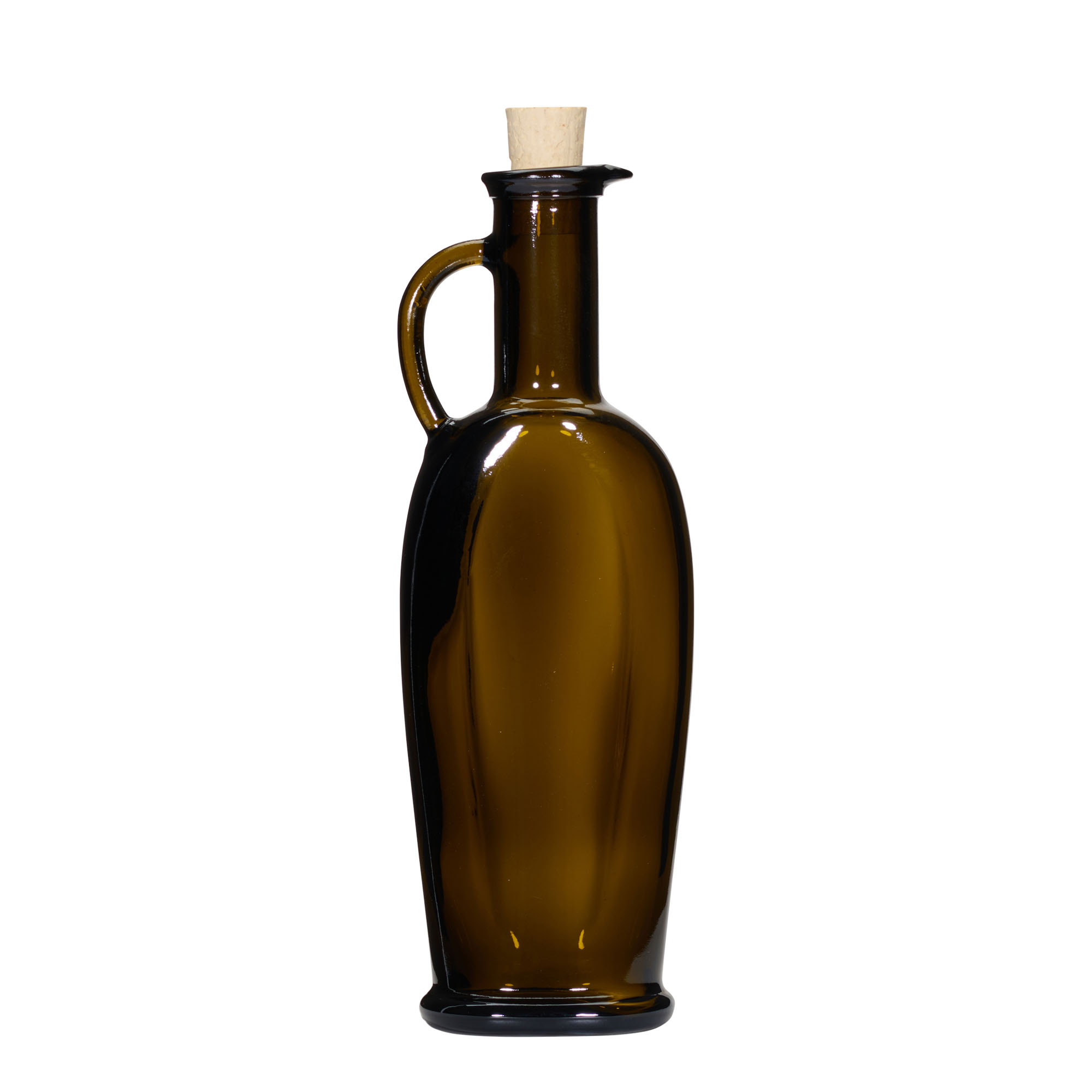 250 ml glasflaska 'Eleganta', oval, antikgrön, mynning: kork