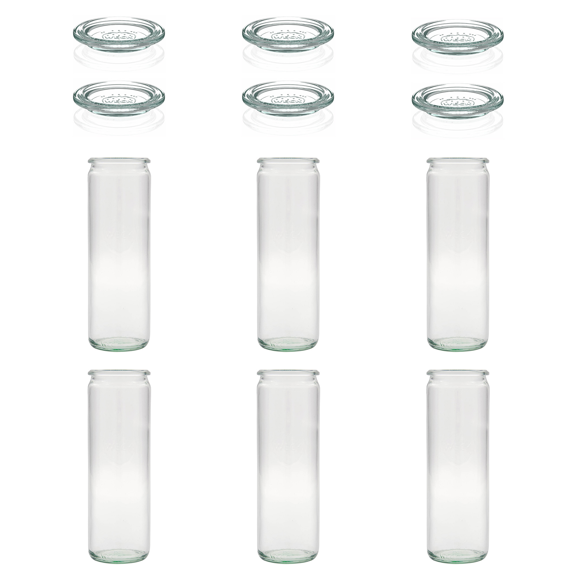 6x 600 ml WECK-cylinderglas med glaslock RR 60