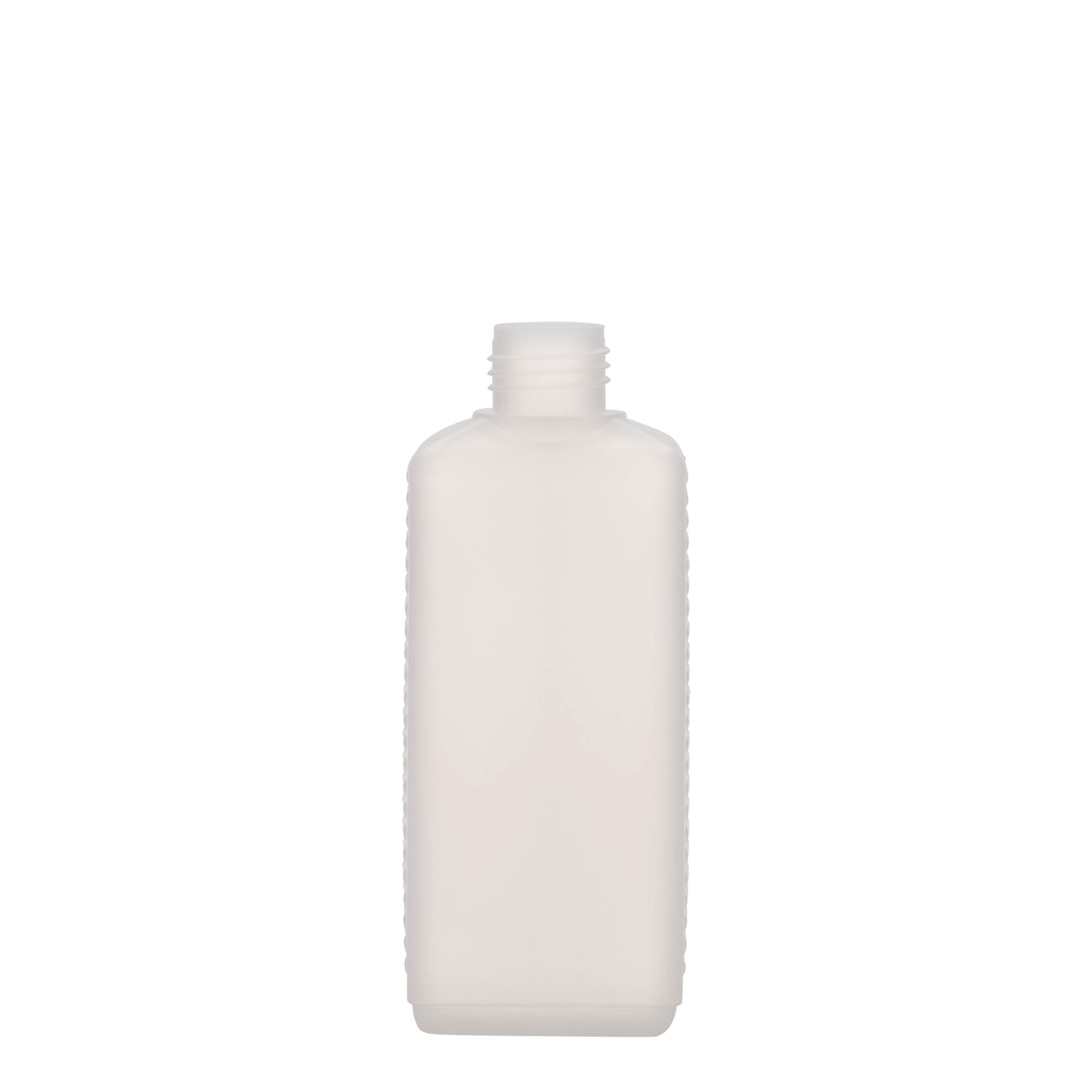 250 ml kanisterflaska, rektangulär, HDPE-plast, natur, öppning: DIN 25 EPE