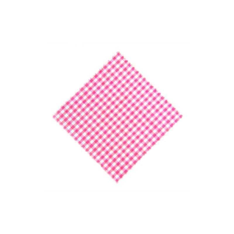 Rutig tygrundel för syltburk 15x15, kvadratisk, textil, rosa, mynning: TO58-TO82