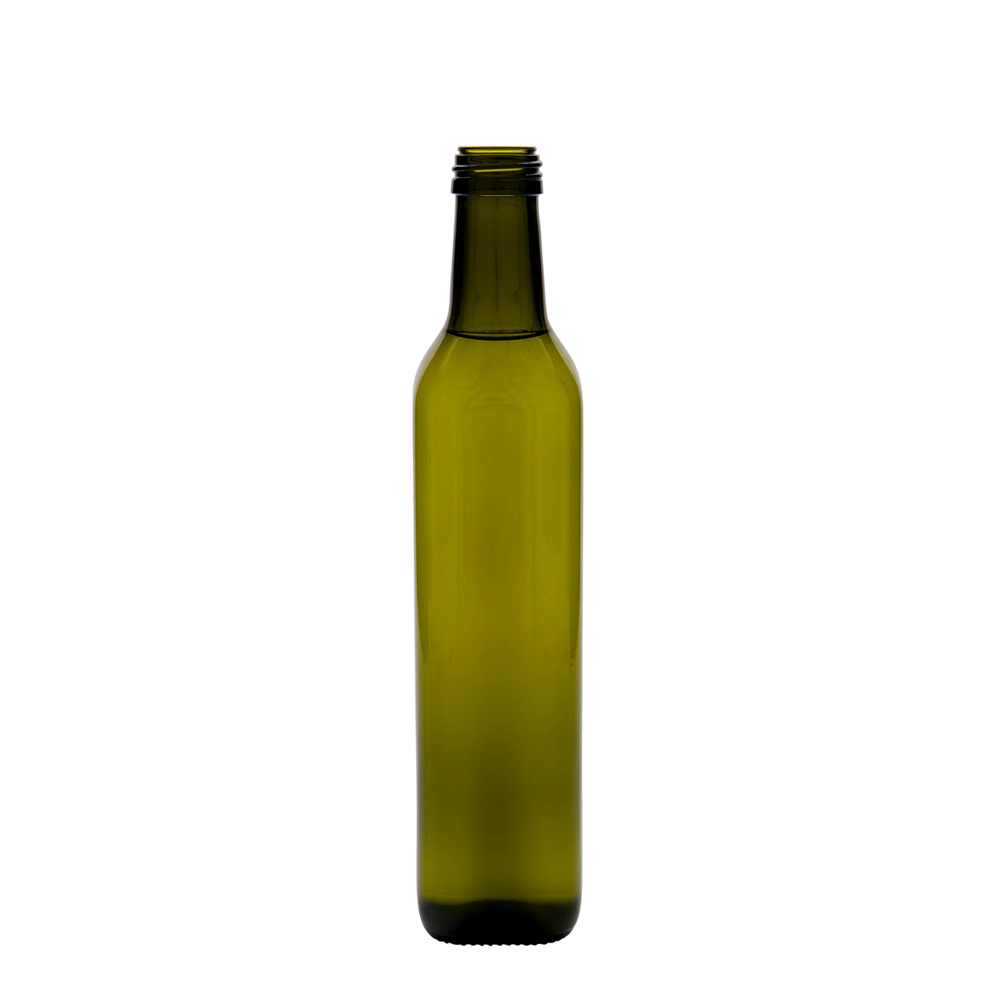 500 ml glasflaska 'Marasca', kvadratisk, antikgrön, mynning: PP 31,5