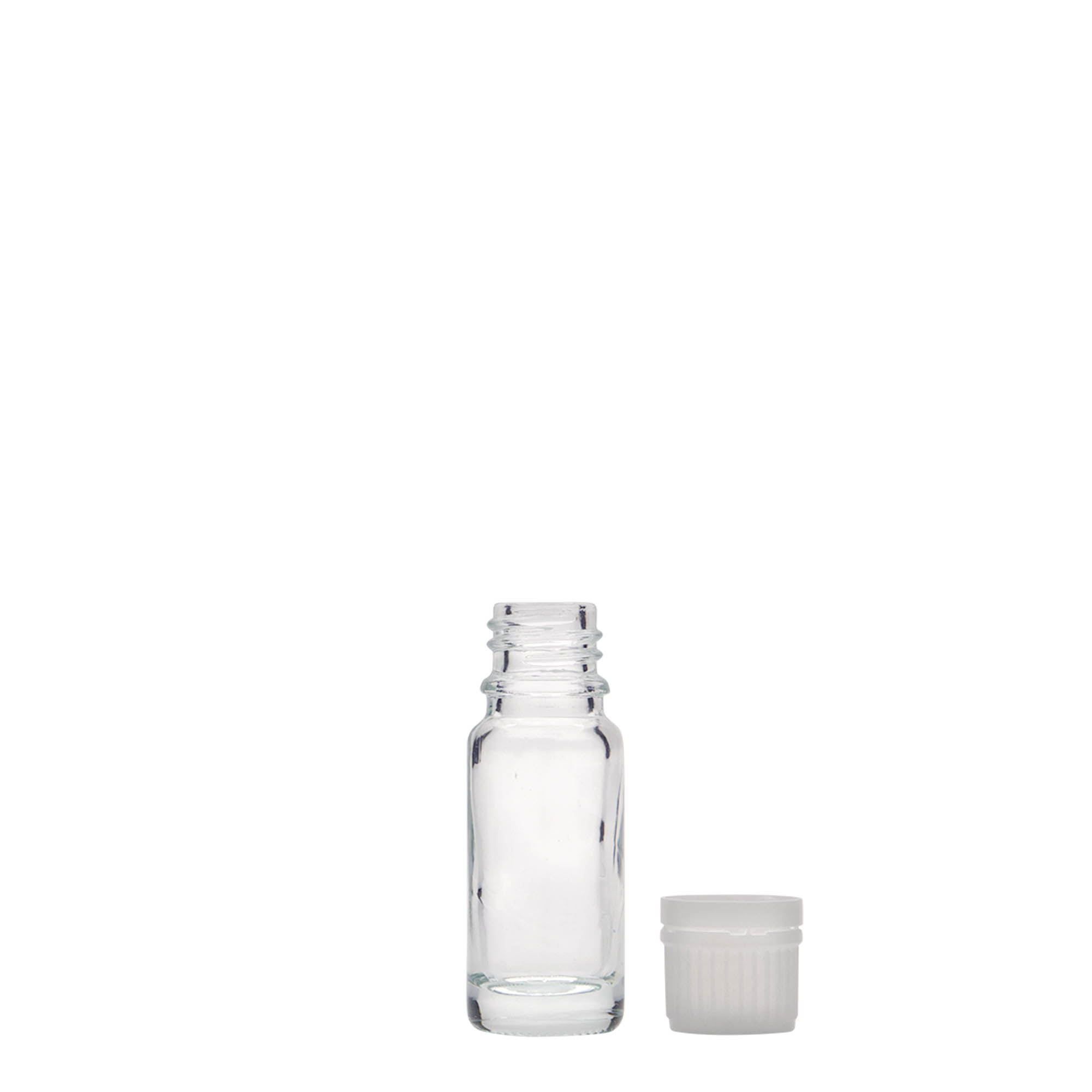 10 ml medicinflaska, glas, mynning: DIN 18