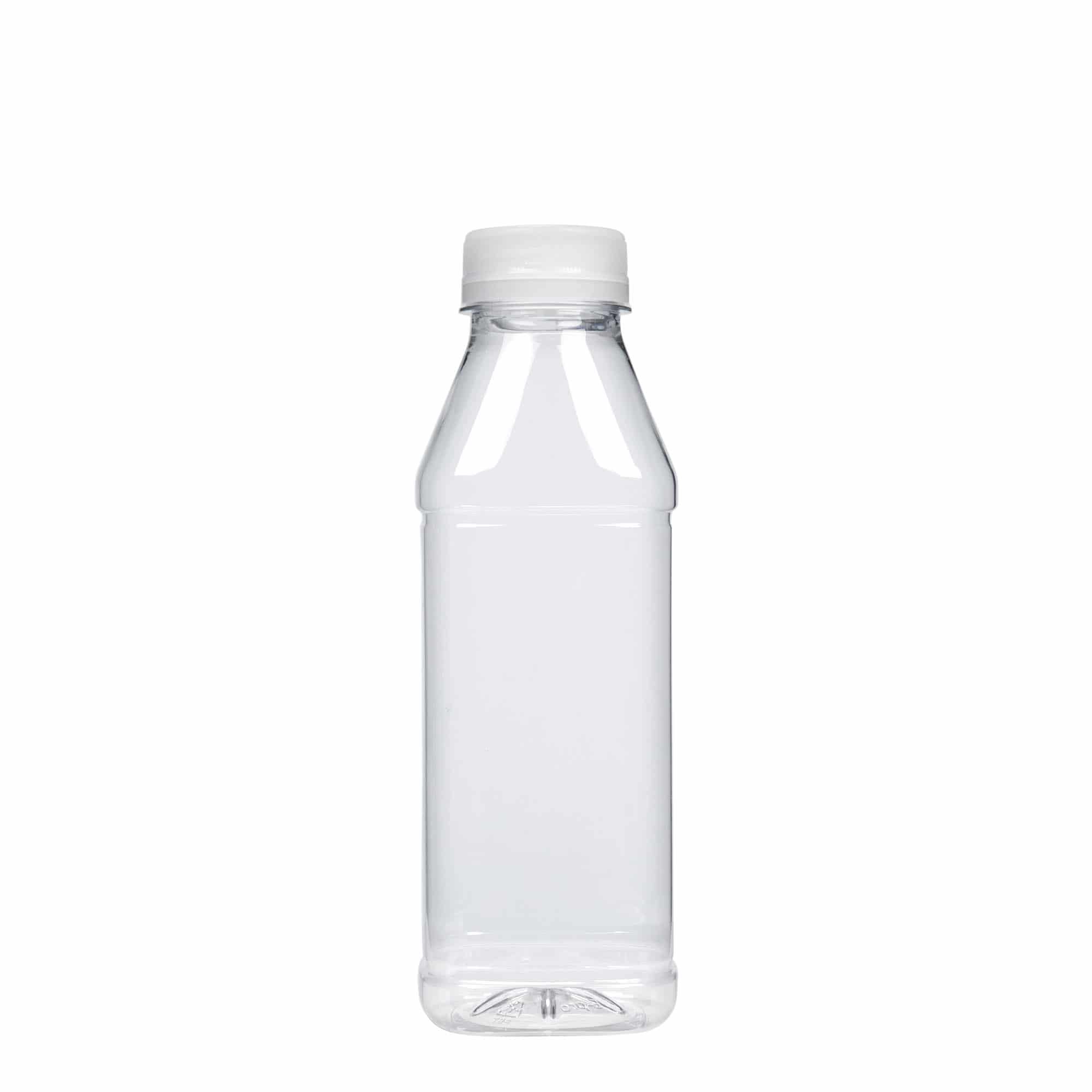 500 ml PET-flaska 'Milk and Juice Carré', kvadratisk, plast, öppning: 38 mm