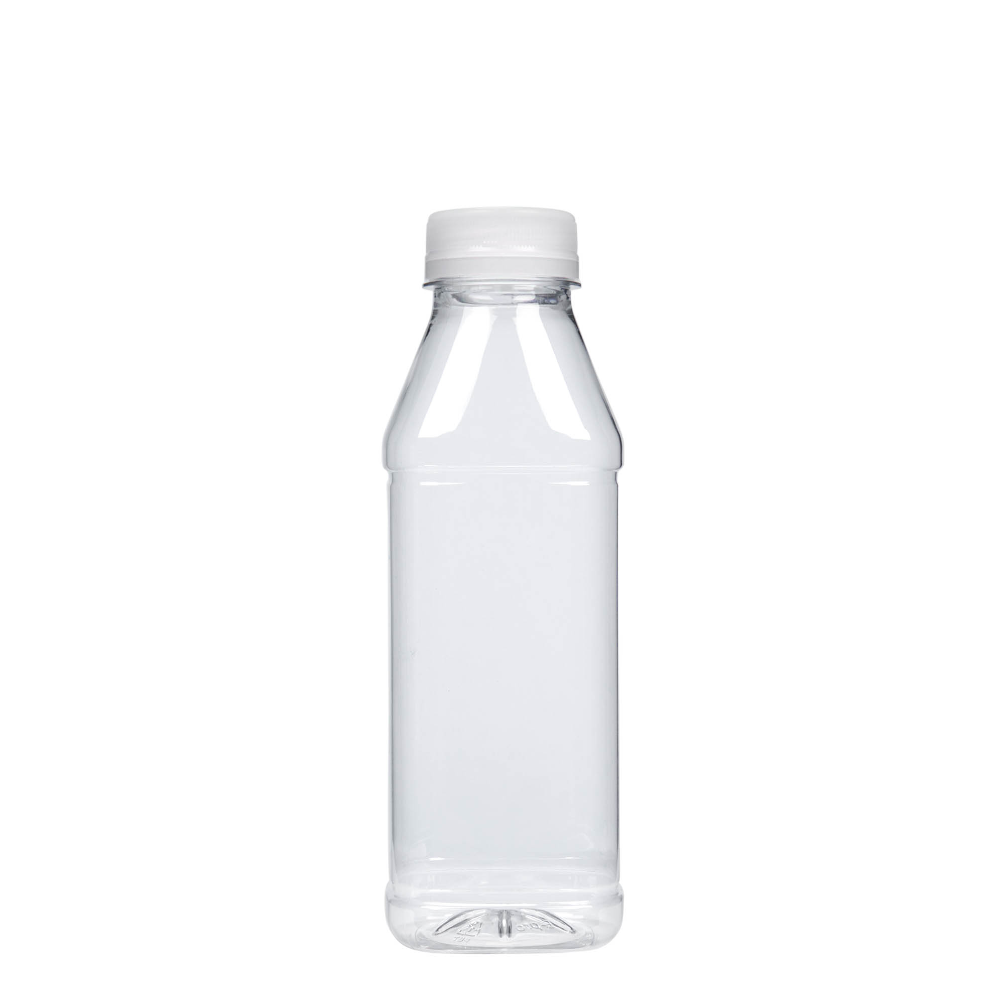 500 ml PET-flaska 'Milk and Juice Carré', kvadratisk, plast, öppning: 38 mm