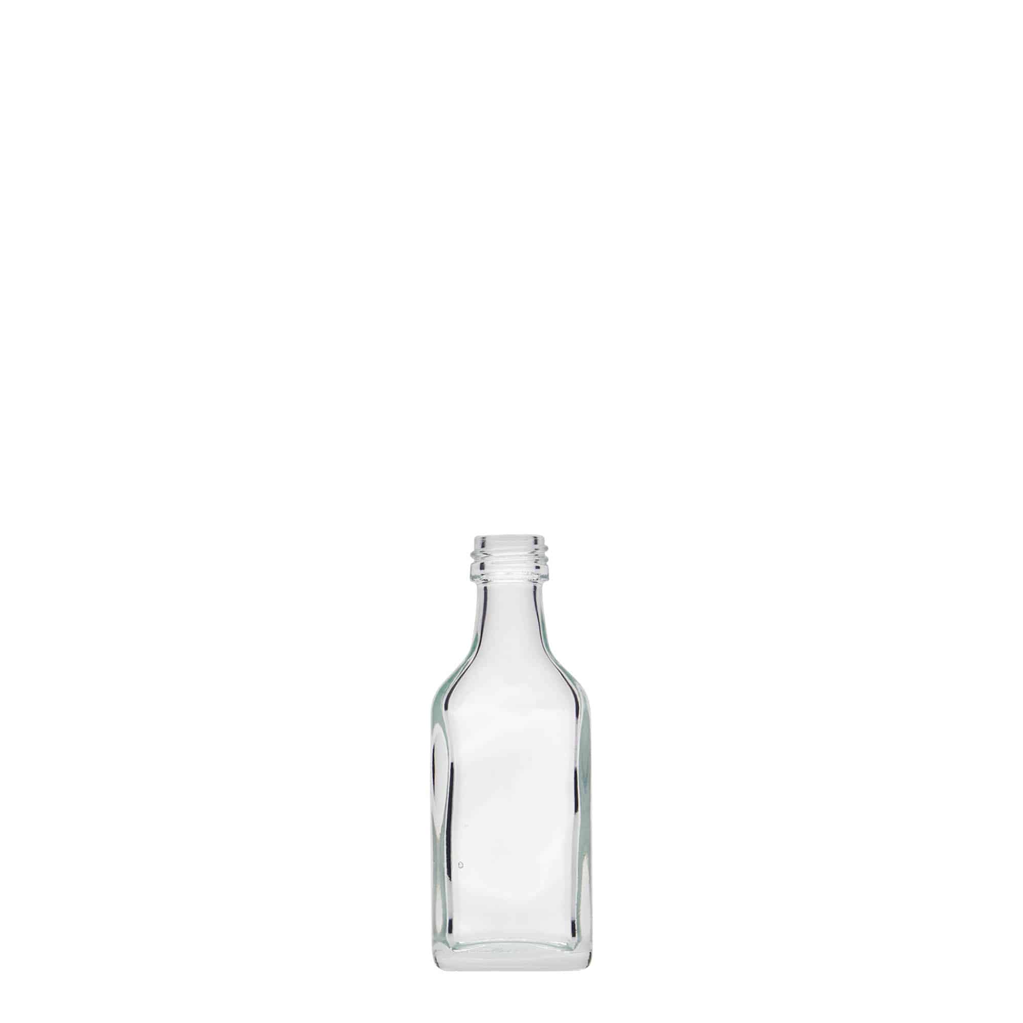 20 ml fickplunta, rektangulär, glas, mynning: PP 18