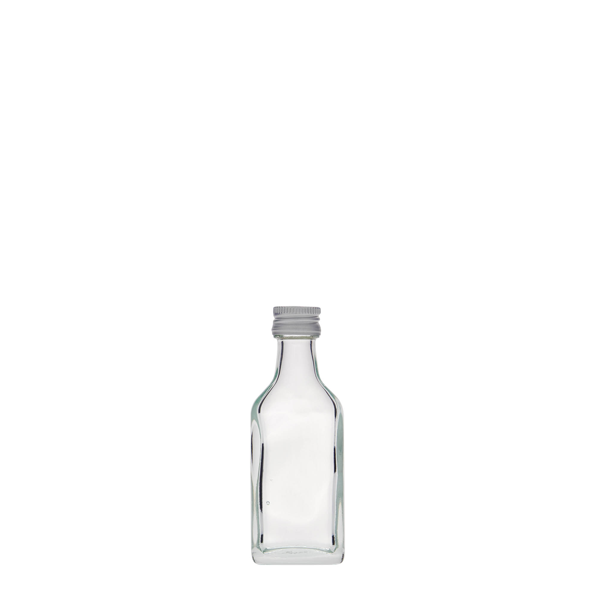 20 ml fickflaska, rektangulär, glas, öppning: PP 18