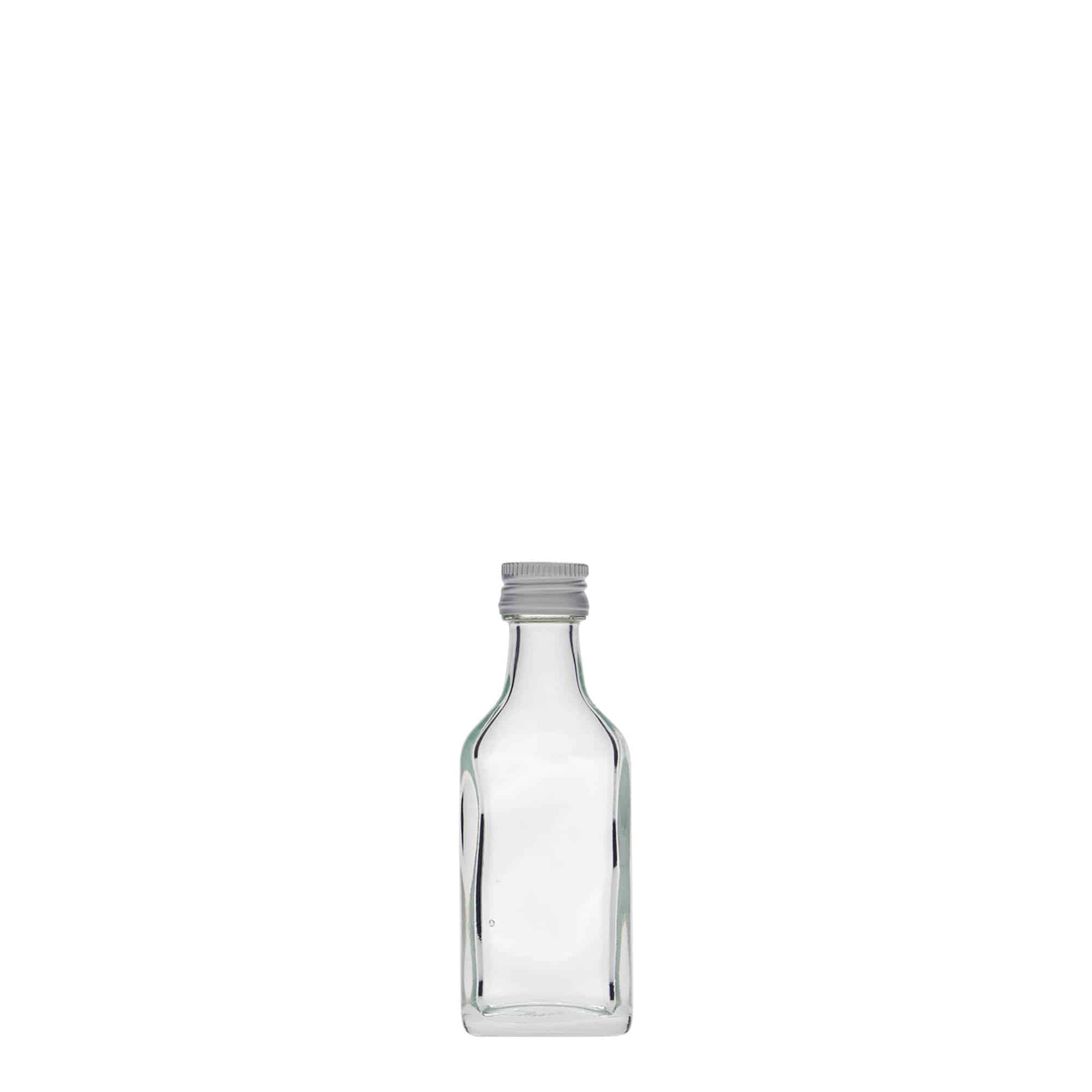 20 ml fickflaska, rektangulär, glas, öppning: PP 18