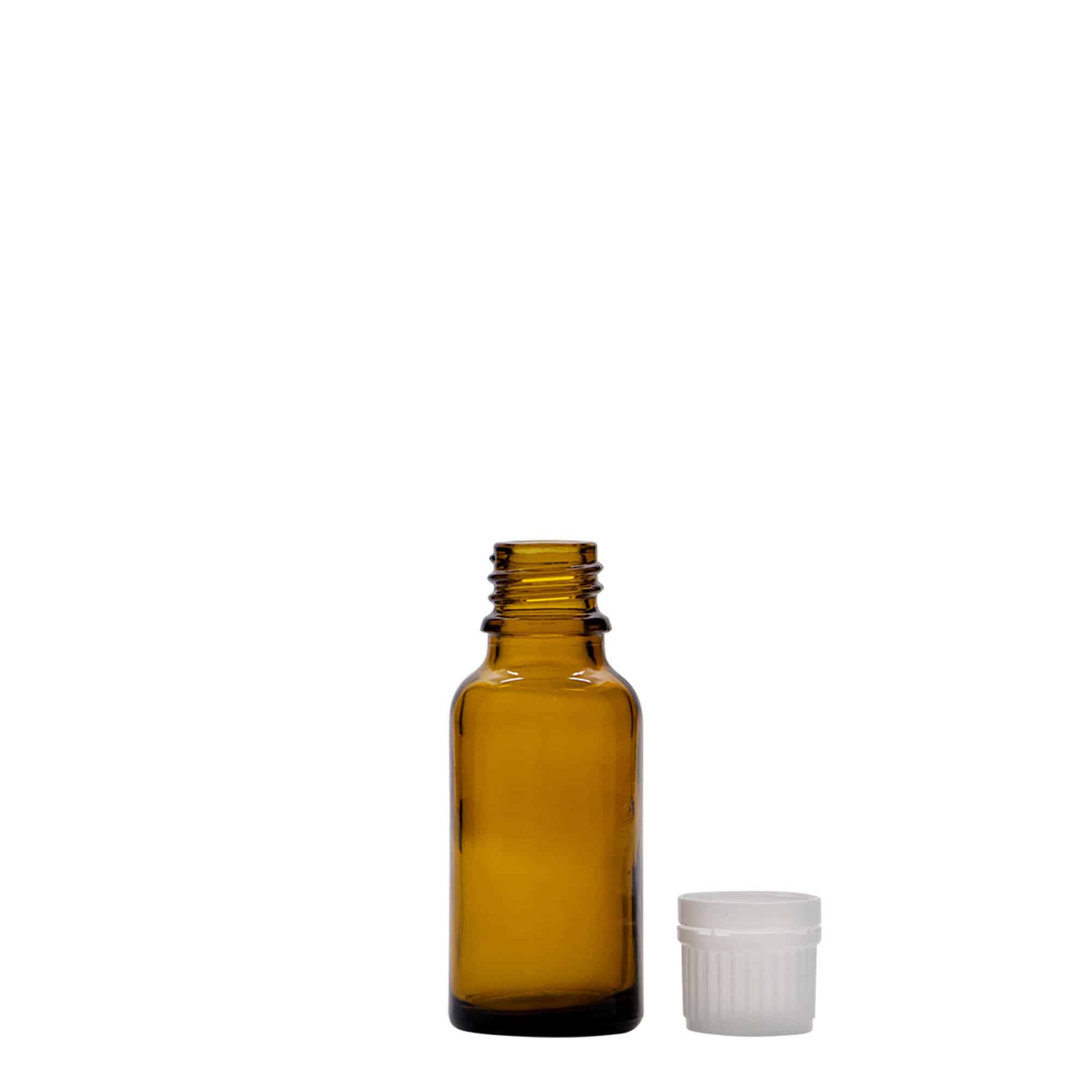 20 ml medicinflaska, glas, brun, mynning: DIN 18