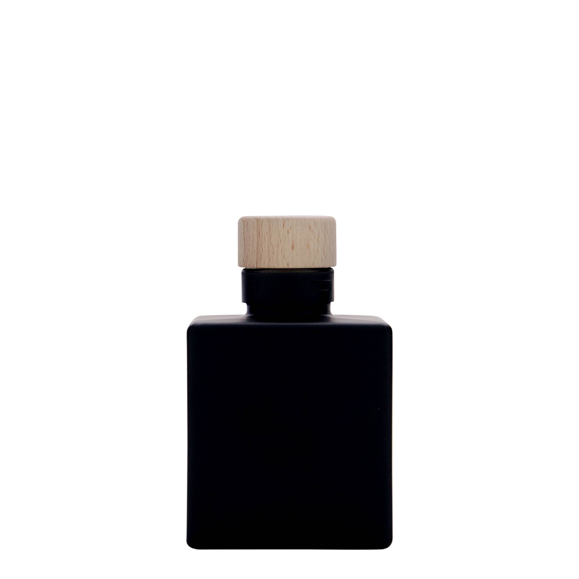 100 ml glasflaska 'Cube', kvadratisk, svart, öppning: kork