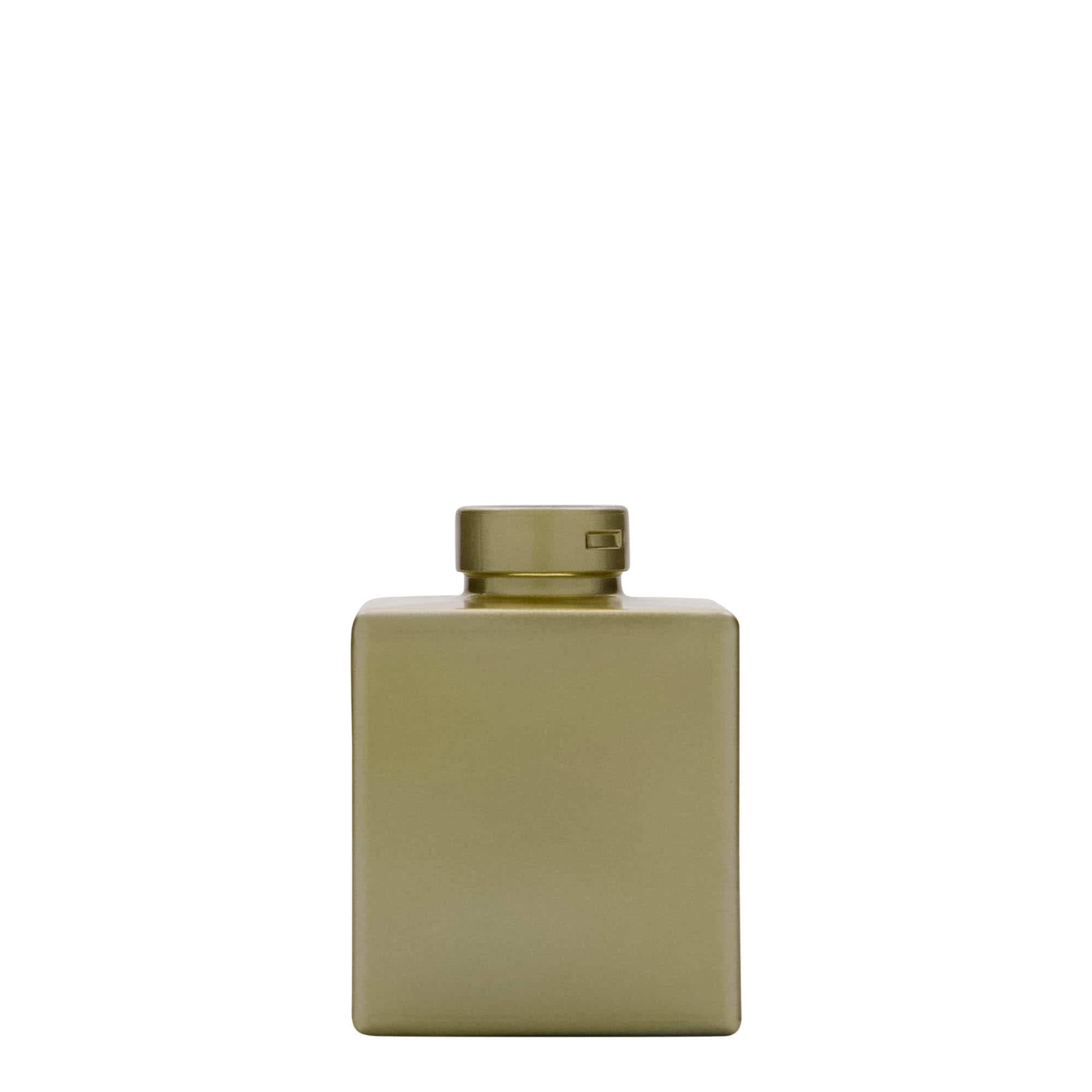 100 ml glasflaska 'Cube', kvadratisk, guld, mynning: kork 100 ml glasflaska 'Cube', kvadratisk, guld, mynning: kork