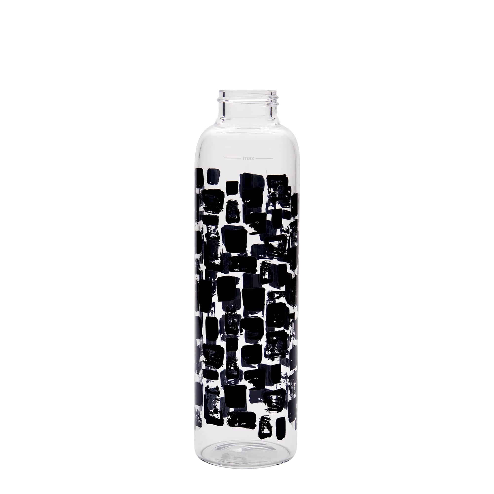 500 ml drickflaska 'Perseus - Svarta rektanglar', öppning: skruvlock