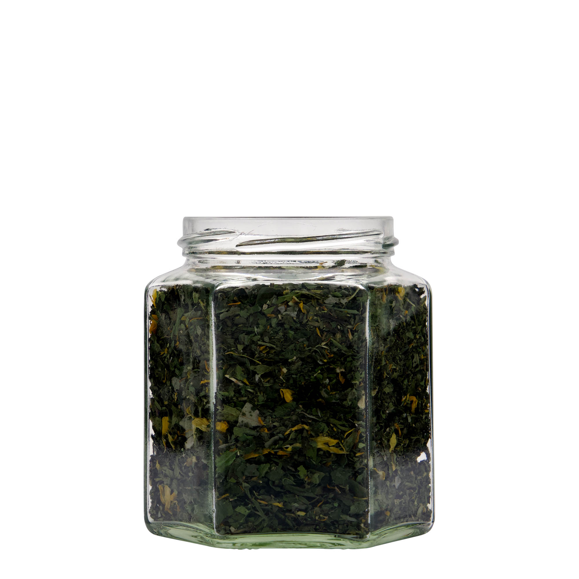 390 ml hexagonal burk, mynning: twist off (TO 70)