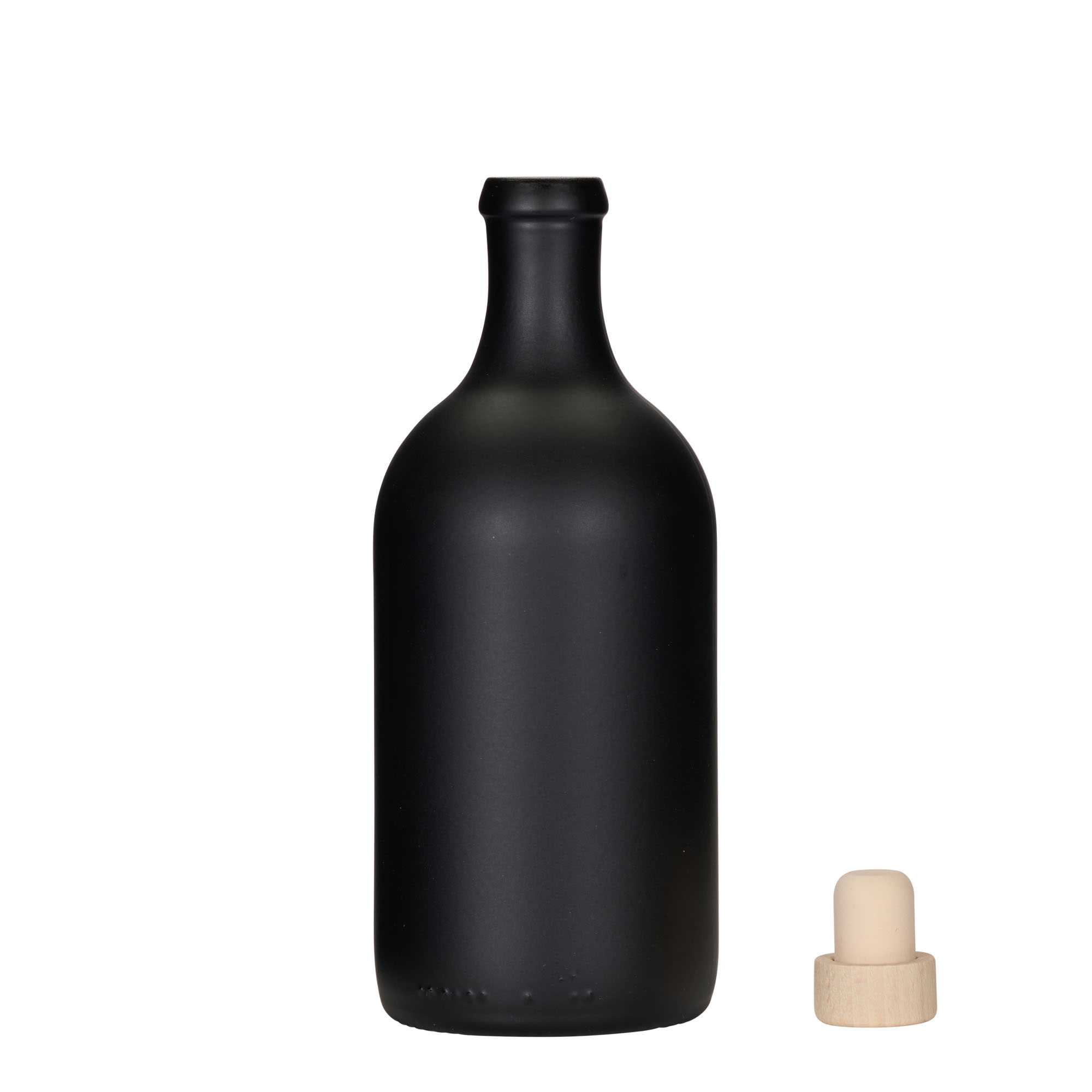 500 ml glasflaska 'Ginevra Leggera', svart, mynning: kork 500 ml glasflaska 'Ginevra Leggera', svart, mynning: kork