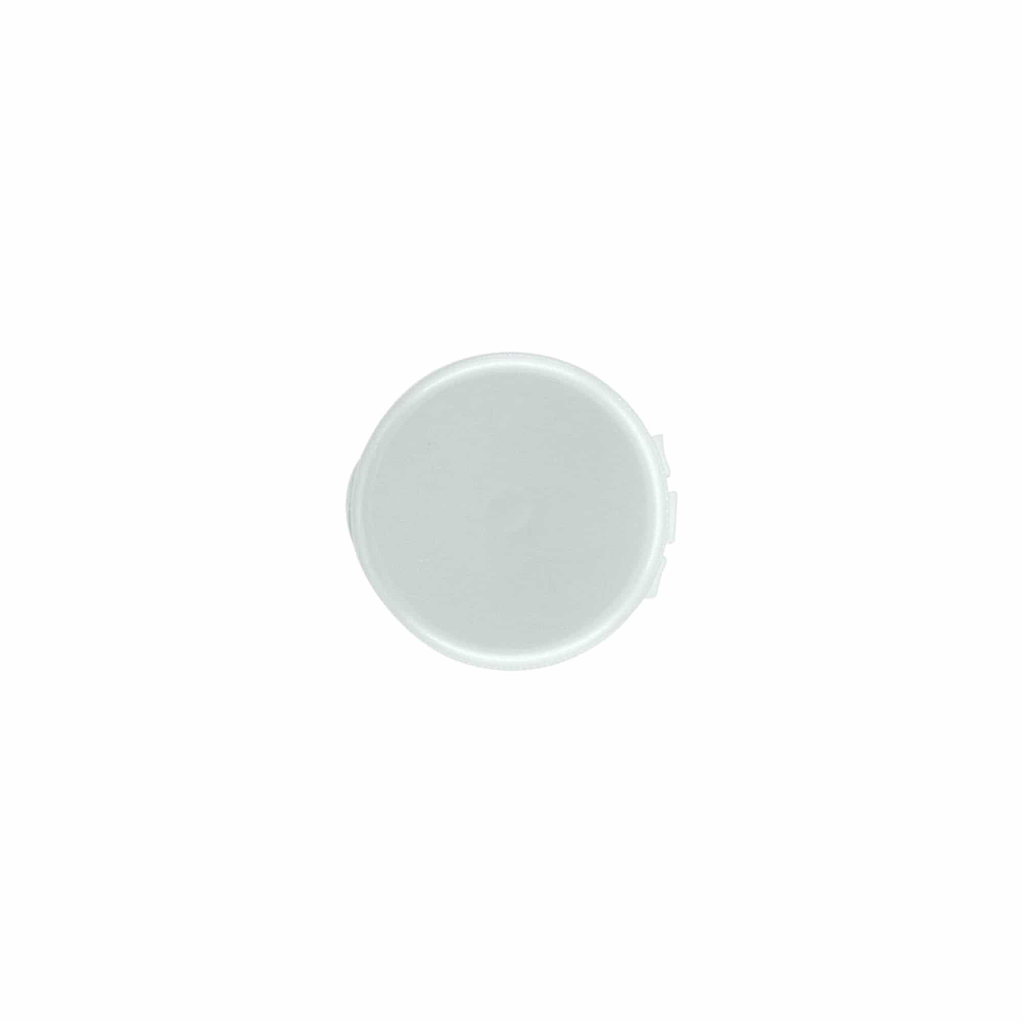 Skruvlock med gångjärn, PP-plast, silver, för mynning: 24/410 Skruvlock med gångjärn, PP-plast, silver, för mynning: 24/410
