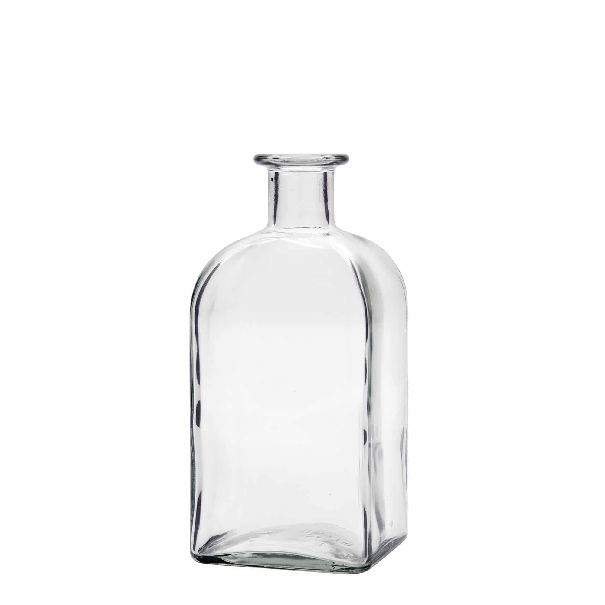 500 ml apoteksglasflaska Carré, kvadratisk, mynning: kork