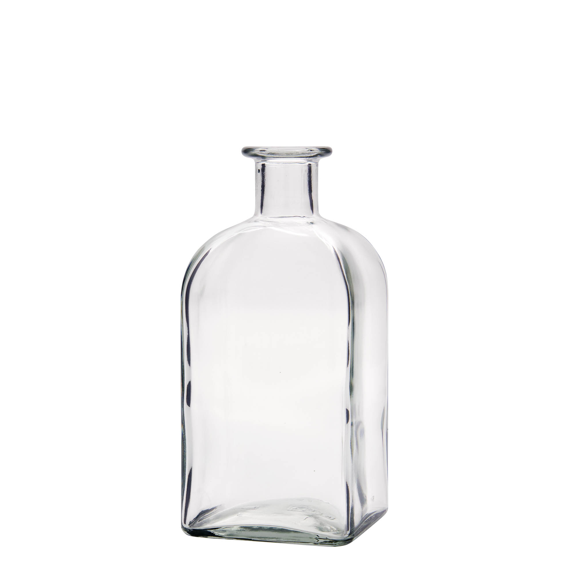 500 ml glasflaska Apotheker Carré, kvadratisk, öppning: kork