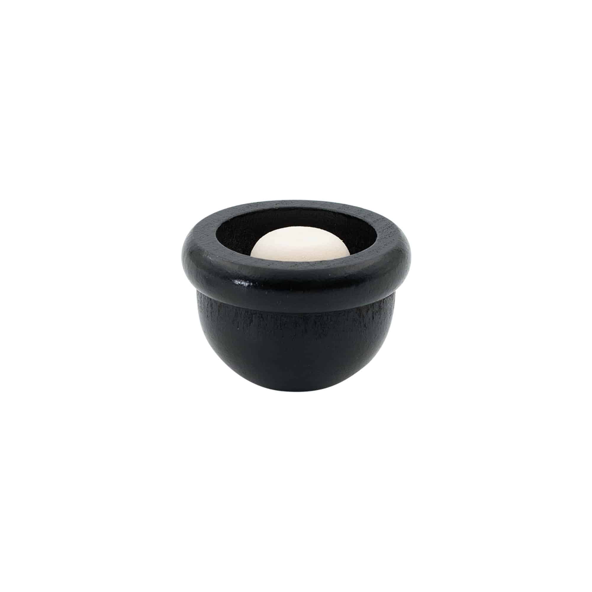 Handtagskork 19 mm "Melon", trä/PE, svart, för mynning: kork